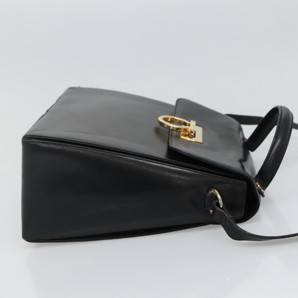 Salvatore Ferragamo Gancini Black Leather Handbag (Pre-Owned) Size ONE SIZE - 4 Thumbnail