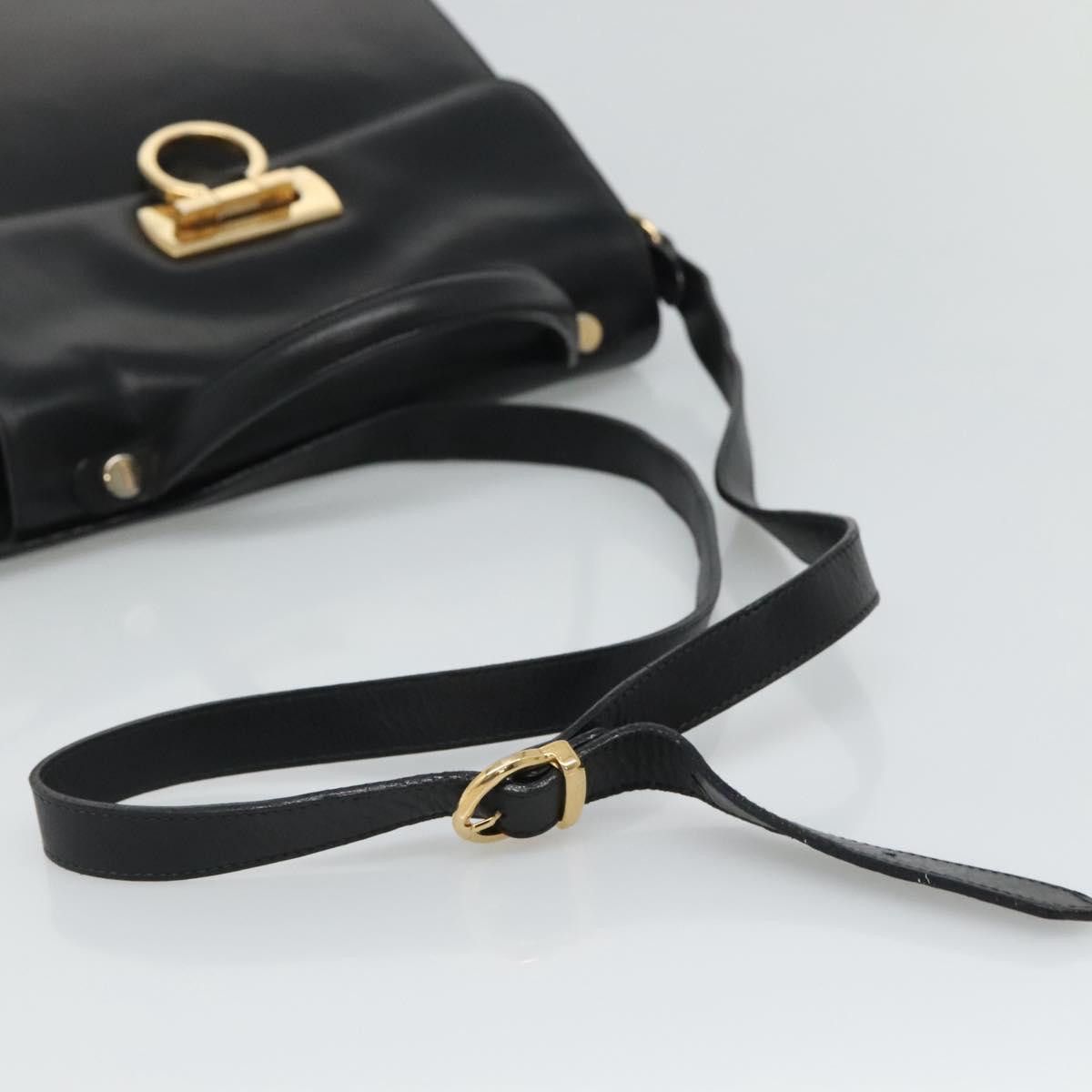Salvatore Ferragamo Gancini Black Leather Handbag (Pre-Owned) Size ONE SIZE - 9 Thumbnail