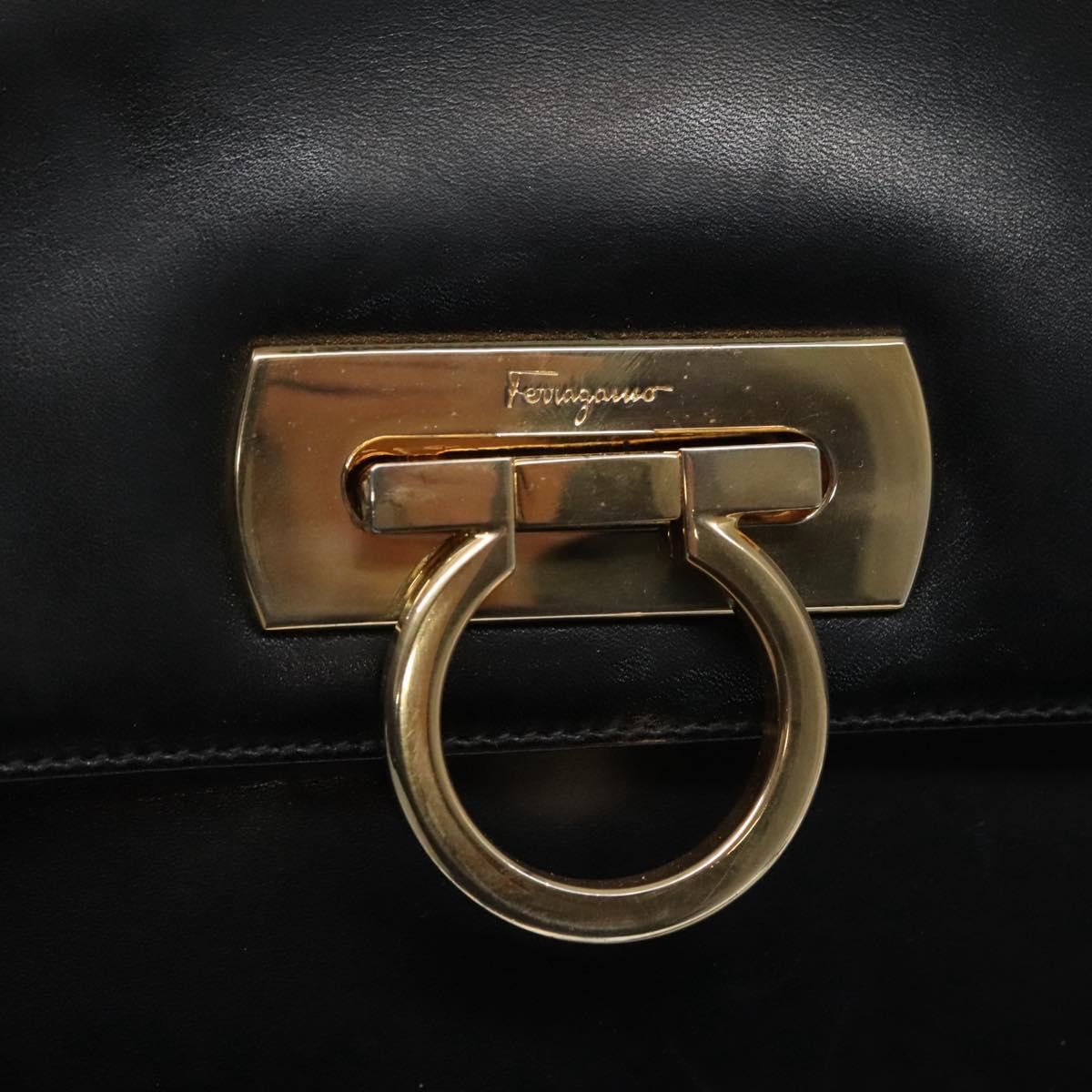 Salvatore Ferragamo Gancini Black Leather Handbag (Pre-Owned) Size ONE SIZE - 16 Thumbnail
