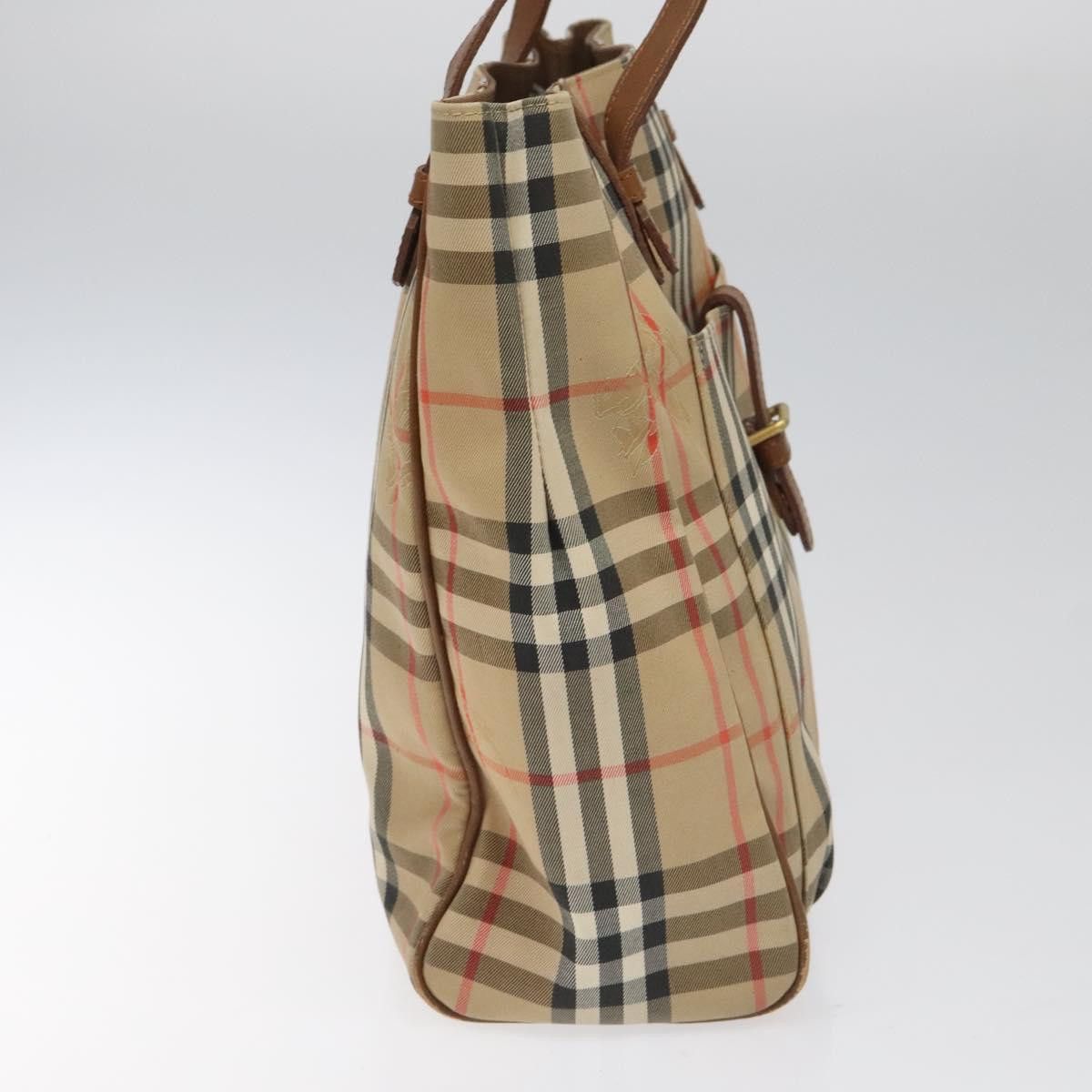 Burberry Nova Check Beige Canvas Tote Bag (Pre-Owned) Size ONE SIZE - 4 Thumbnail