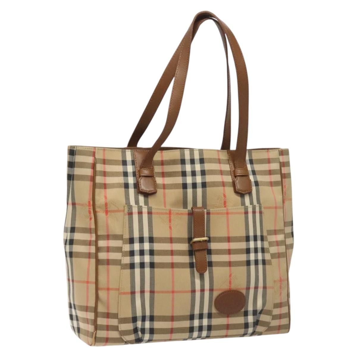 Burberry Nova Check Beige Canvas Tote Bag (Pre-Owned) Size ONE SIZE - 3 Thumbnail