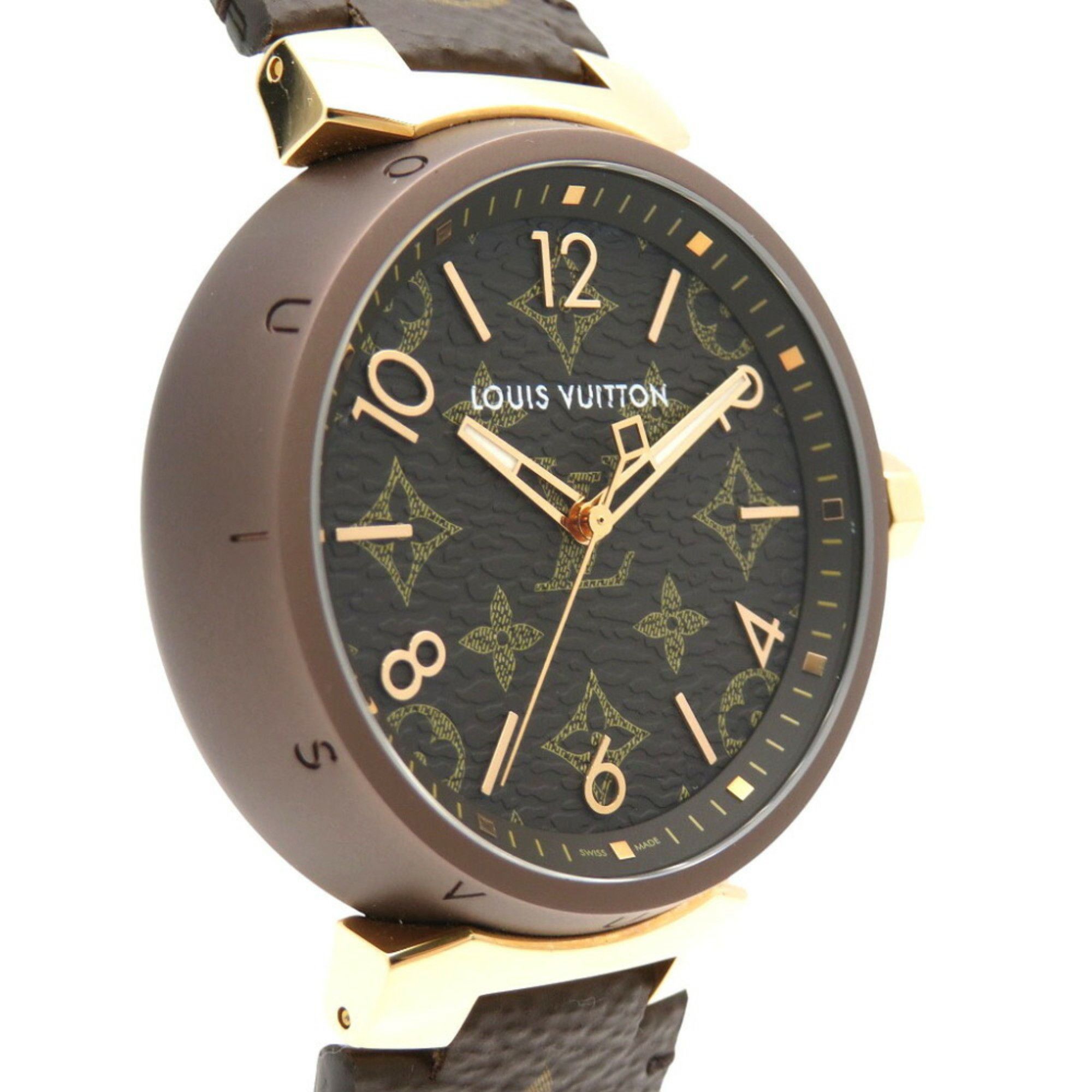 Louis Vuitton Louis Vuitton Tambour GM Monogram K18PG QA139 Quartz Watch 750 Pink Gold 1461LOUIS VUITTON Men's Size ONE SIZE - 5 Thumbnail