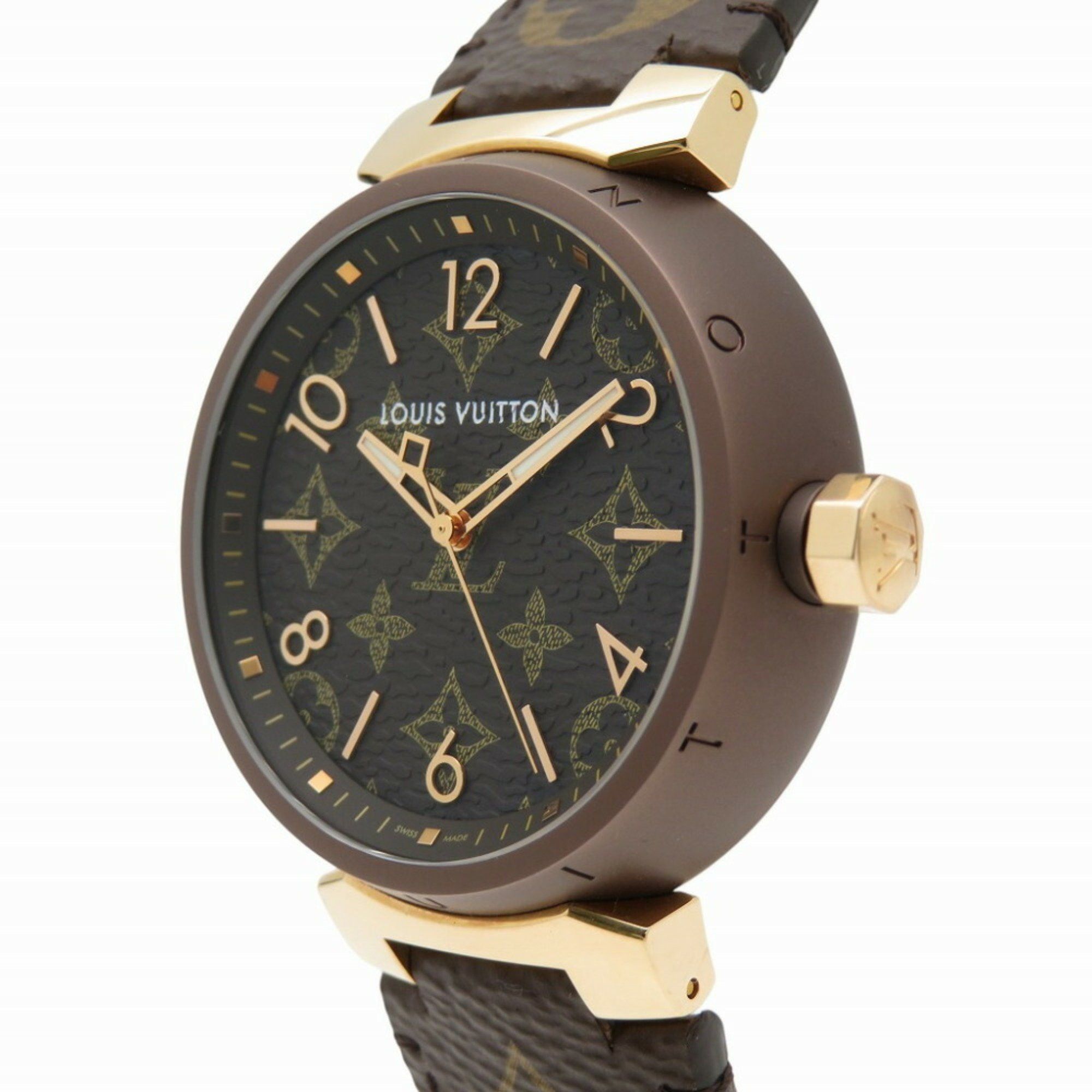 Louis Vuitton Louis Vuitton Tambour GM Monogram K18PG QA139 Quartz Watch 750 Pink Gold 1461LOUIS VUITTON Men's Size ONE SIZE - 4 Thumbnail
