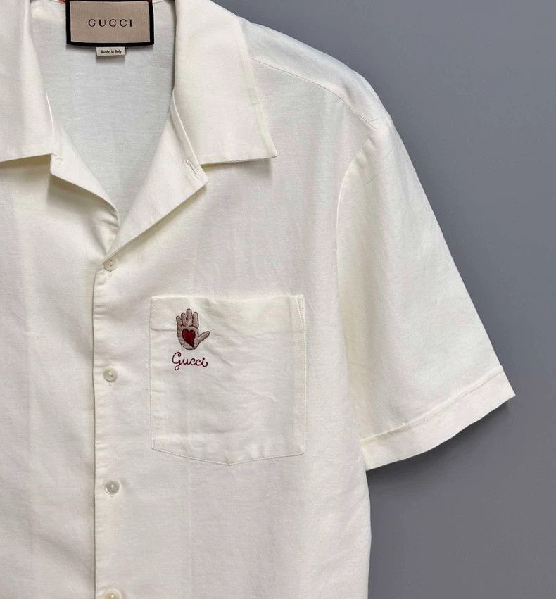 Gucci Embroidered Heart Palm Short Sleeve Shirt Size US M / EU 48-50 / 2 - 3 Thumbnail