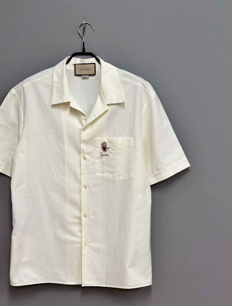 Gucci Embroidered Heart Palm Short Sleeve Shirt Size US M / EU 48-50 / 2 - 2 Thumbnail