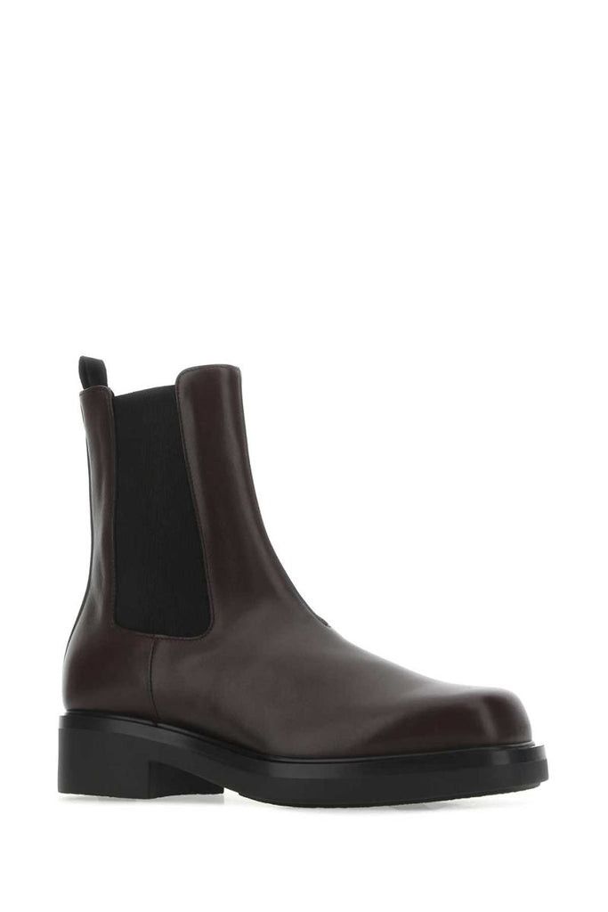 Prada Aubergine Leather Ankle Boots Size US 11 / EU 44 - 2 Thumbnail