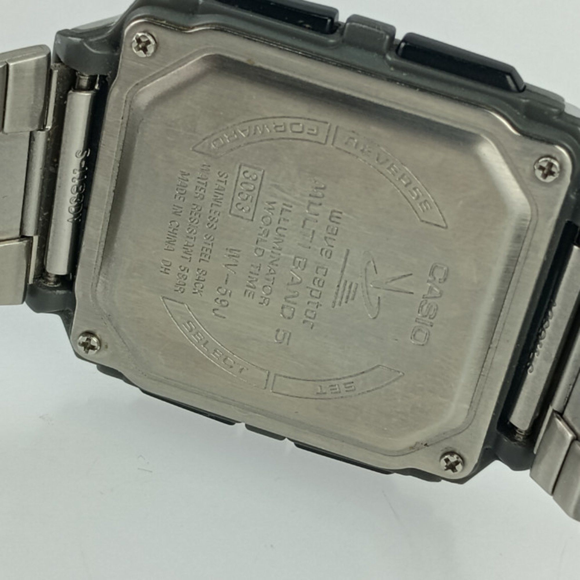 CASIO WAVE CEPTOR Wristwatch WV-59J Silver Stainless Steel Men\'s Digital Quartz Radio-controlled Watch