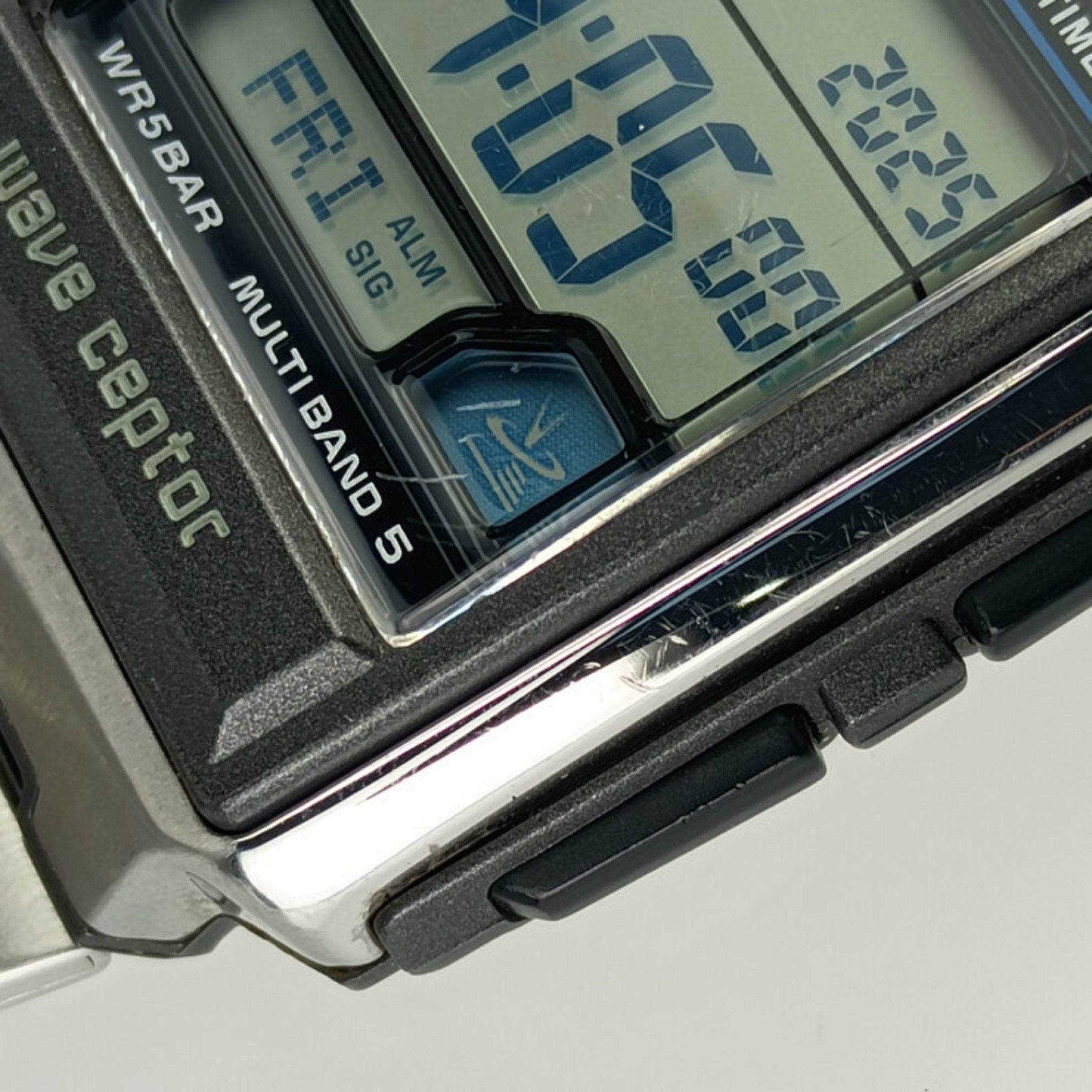 CASIO WAVE CEPTOR Wristwatch WV-59J Silver Stainless Steel Men\'s Digital Quartz Radio-controlled Watch
