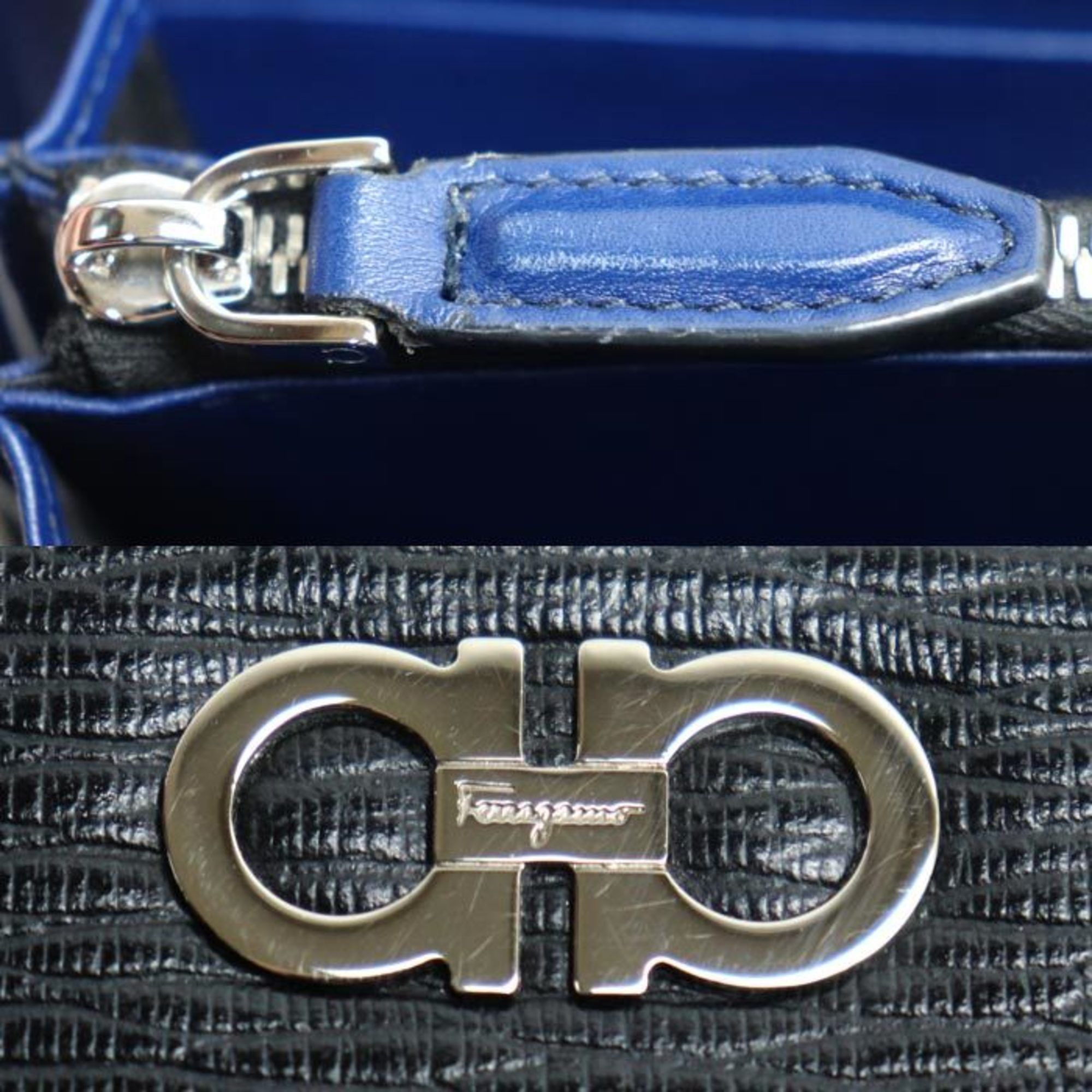 Salvatore Ferragamo Salvatore Ferragamo Gancini Long Wallet Round Black 66-A590 Men's Size ONE SIZE - 5 Thumbnail