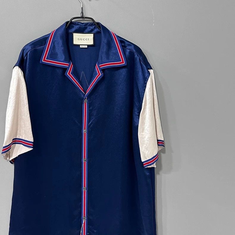 Gucci Blue White Panel Short Sleeve Shirt Size US L / EU 52-54 / 3 - 2 Thumbnail