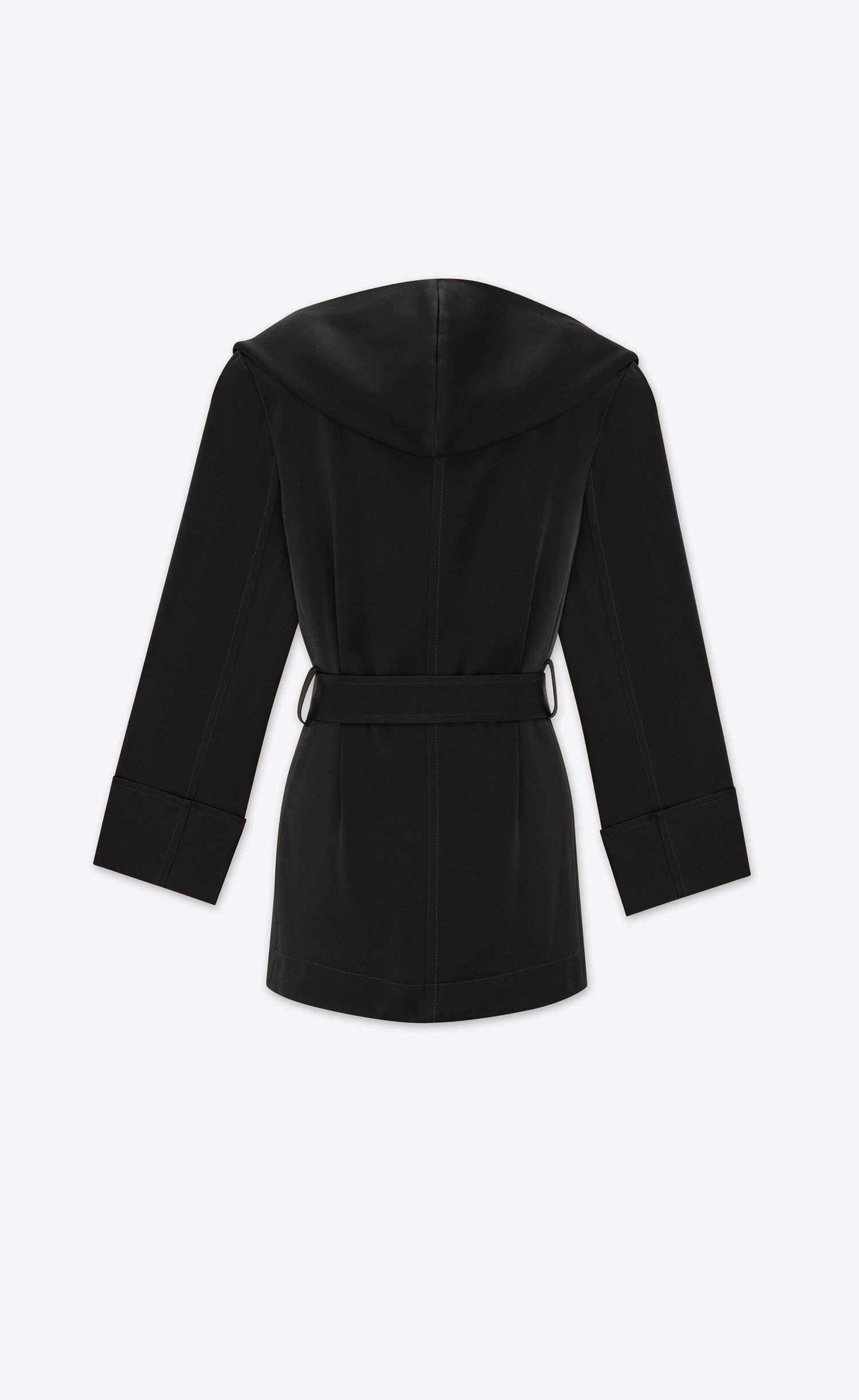 Saint Laurent Paris Hooded Jacket in Crepe Satin Black Size S / US 4 / IT 40 - 3 Thumbnail