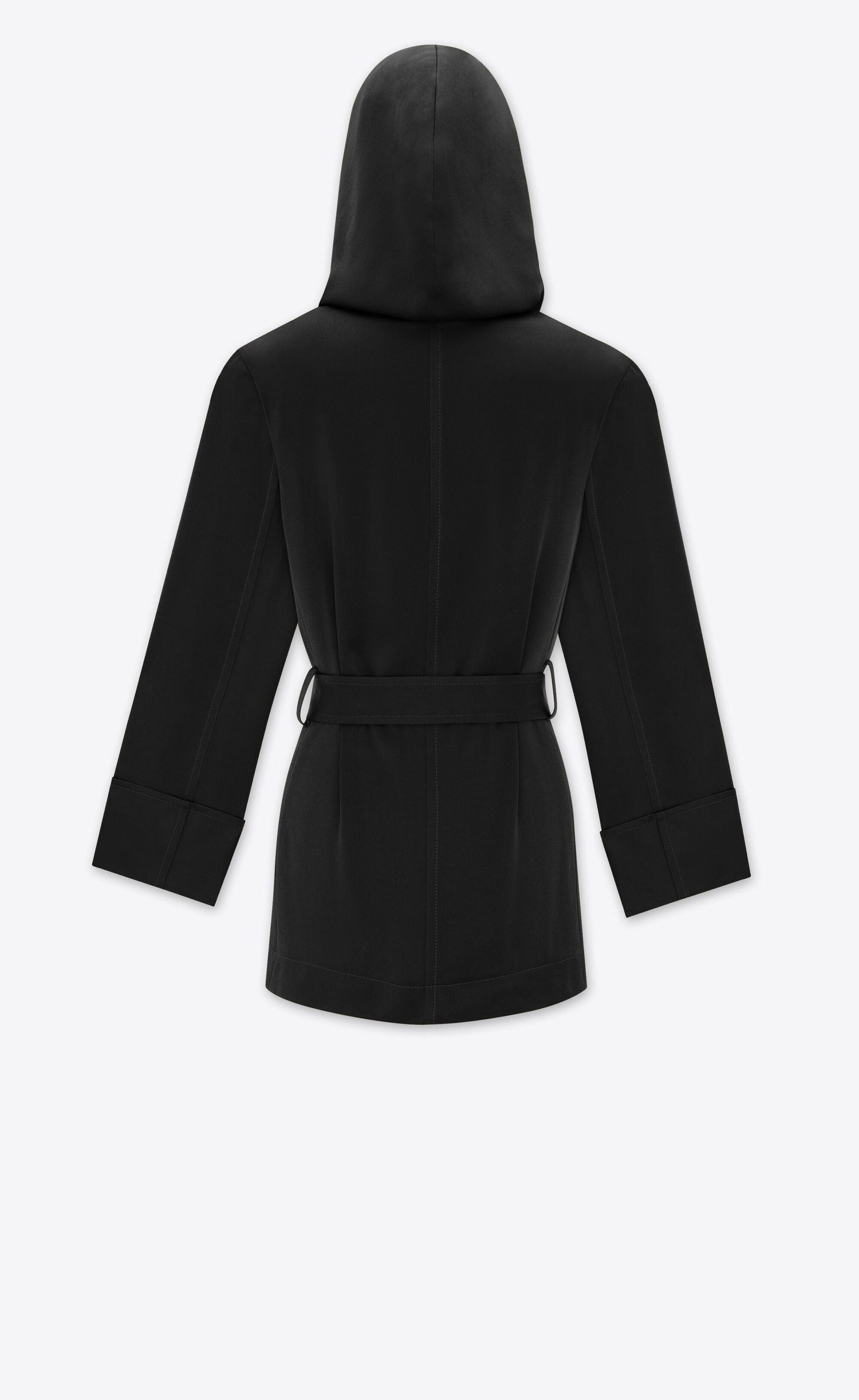 Saint Laurent Paris Hooded Jacket in Crepe Satin Black Size S / US 4 / IT 40 - 4 Thumbnail