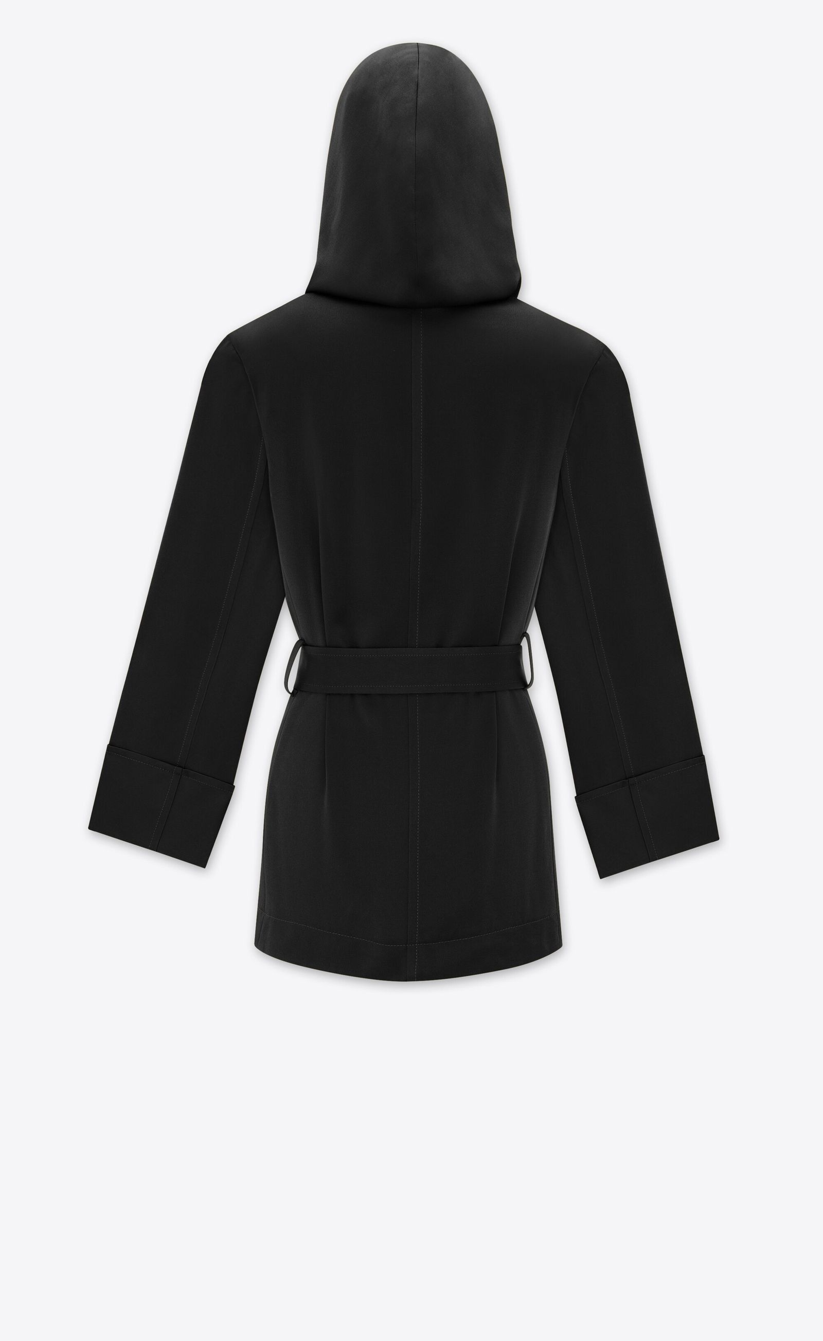 Saint Laurent Paris Hooded Jacket in Crepe Satin Black Size M / US 6-8 / IT 42-44 - 4 Thumbnail