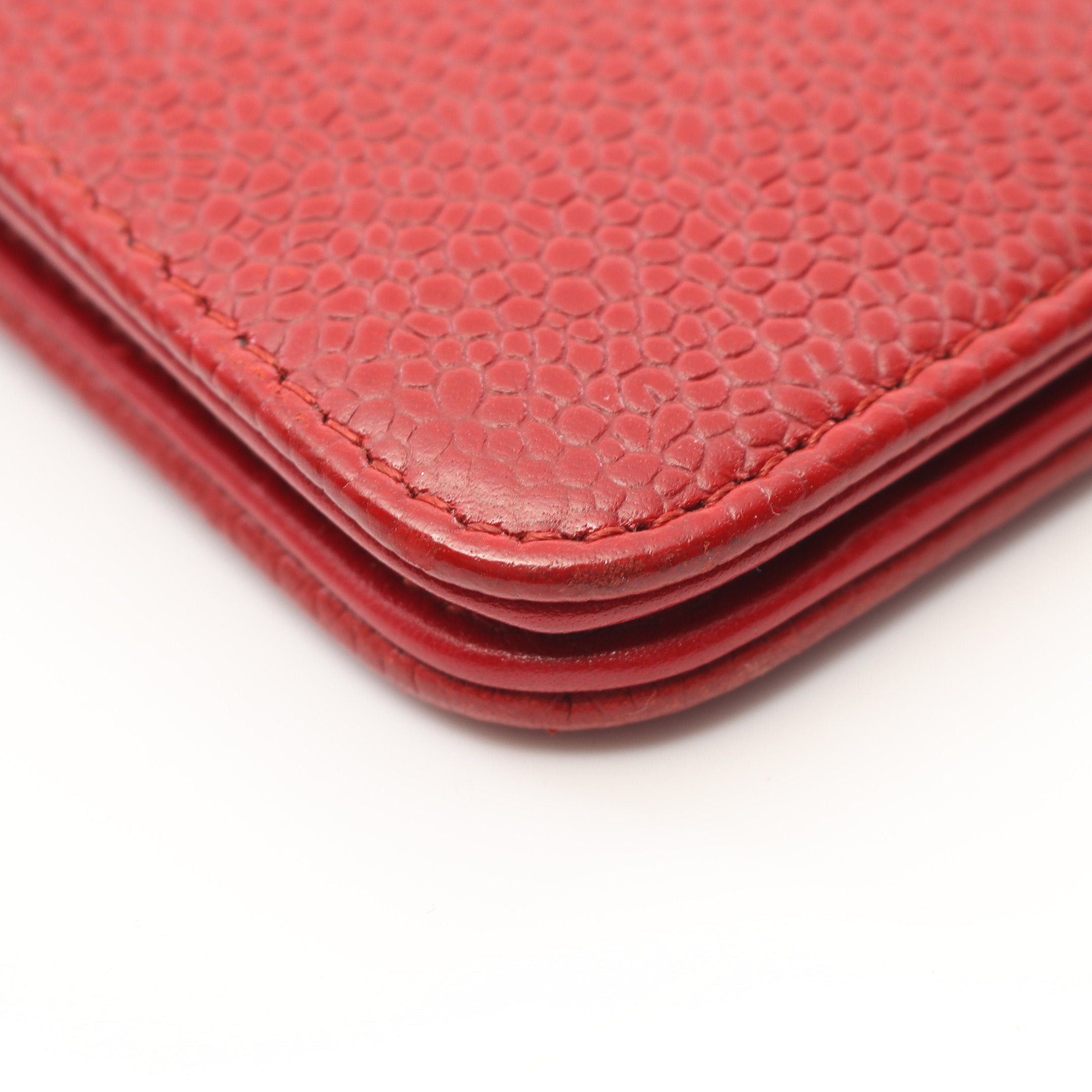 Chanel Chanel Coco Mark Chain Wallet Caviar Skin Red Silver Hardware Size ONE SIZE - 7 Thumbnail