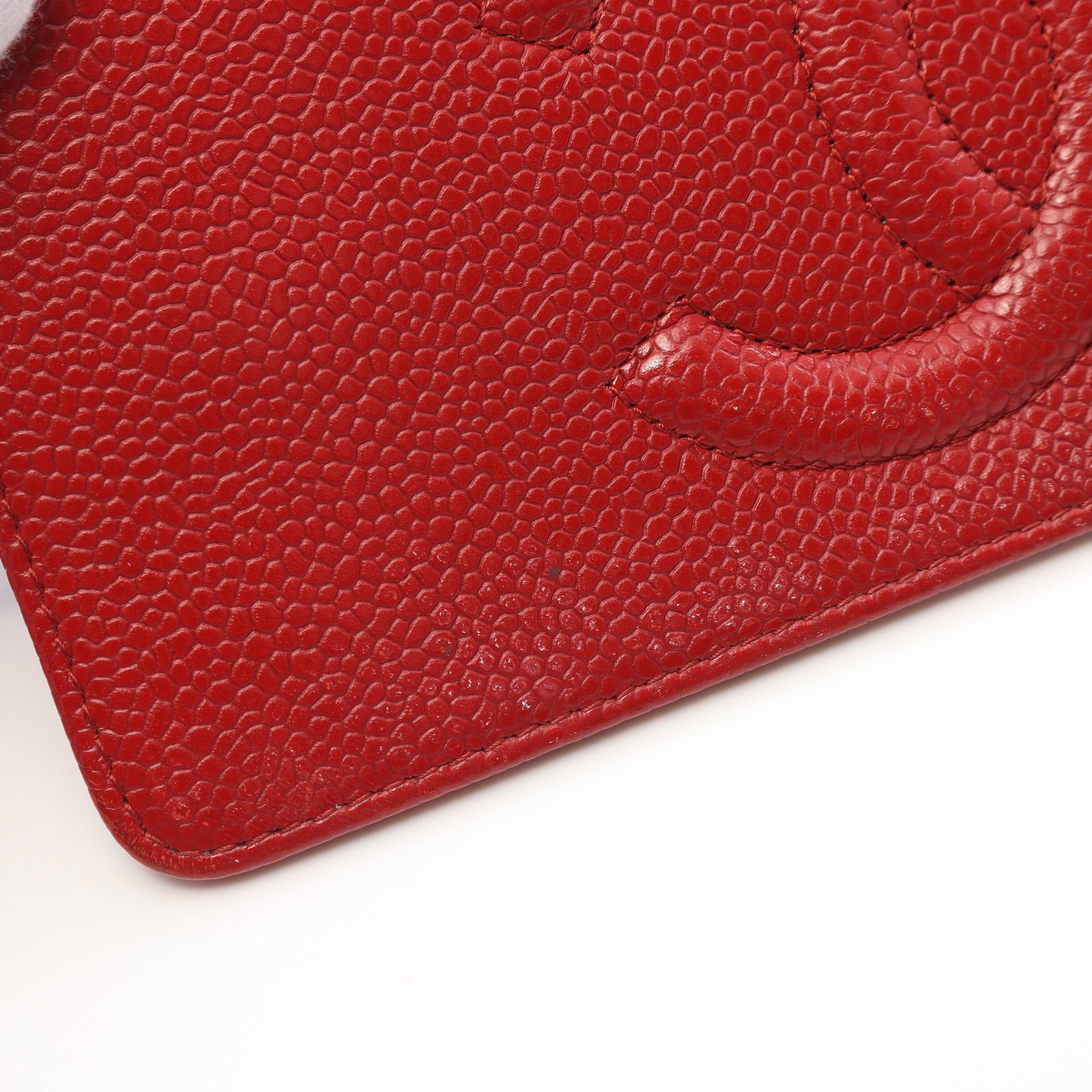 Chanel Chanel Coco Mark Chain Wallet Caviar Skin Red Silver Hardware Size ONE SIZE - 8 Thumbnail