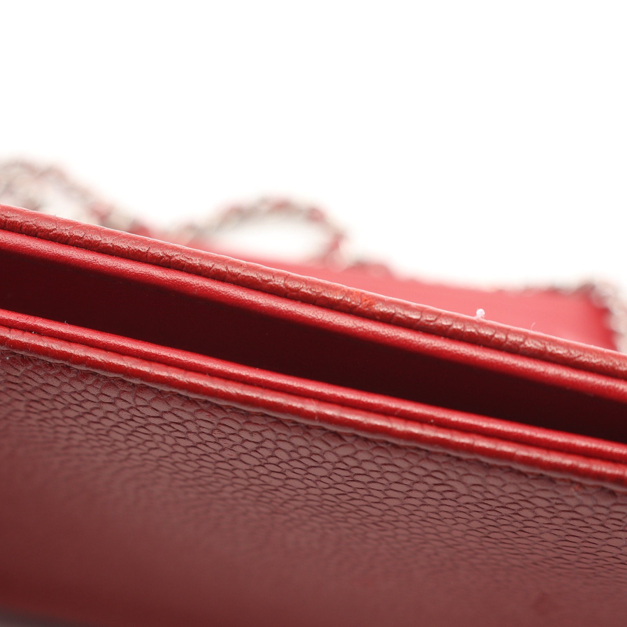 Chanel Chanel Coco Mark Chain Wallet Caviar Skin Red Silver Hardware Size ONE SIZE - 9 Thumbnail