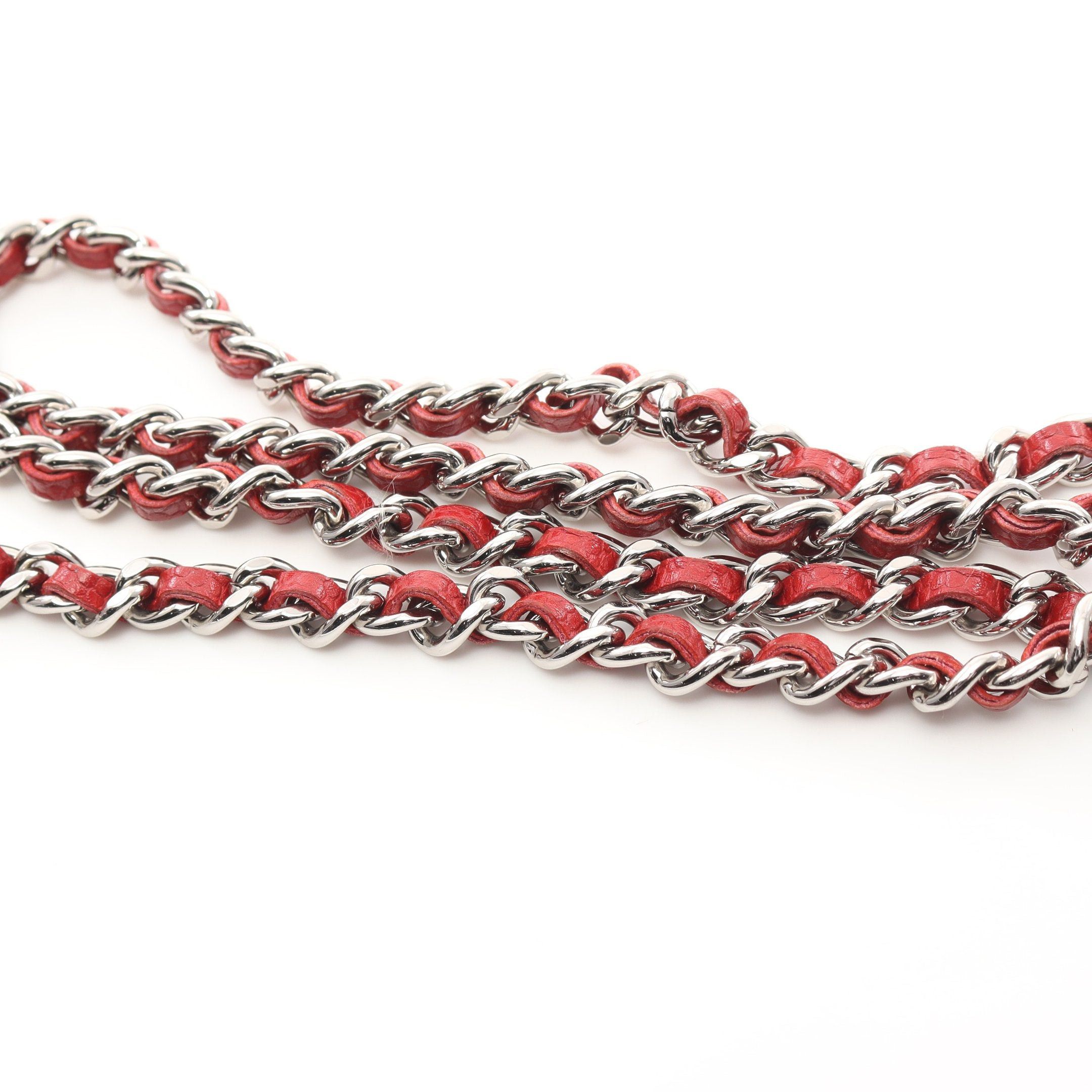 Chanel Chanel Coco Mark Chain Wallet Caviar Skin Red Silver Hardware Size ONE SIZE - 10 Thumbnail