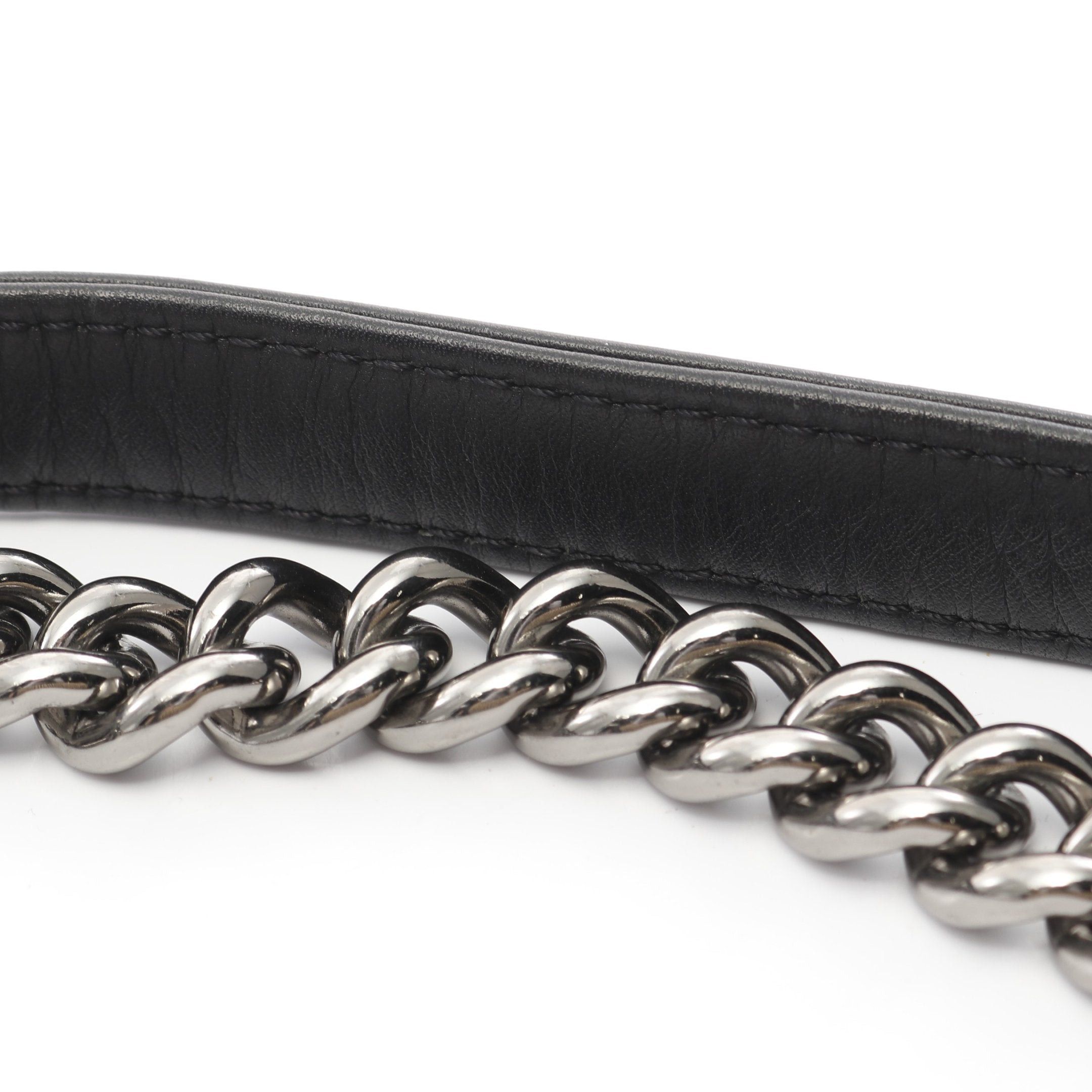 Chanel Chanel Boy Chanel Chain Shoulder Bag Lambskin Black Beige Silver Hardware Size ONE SIZE - 7 Thumbnail