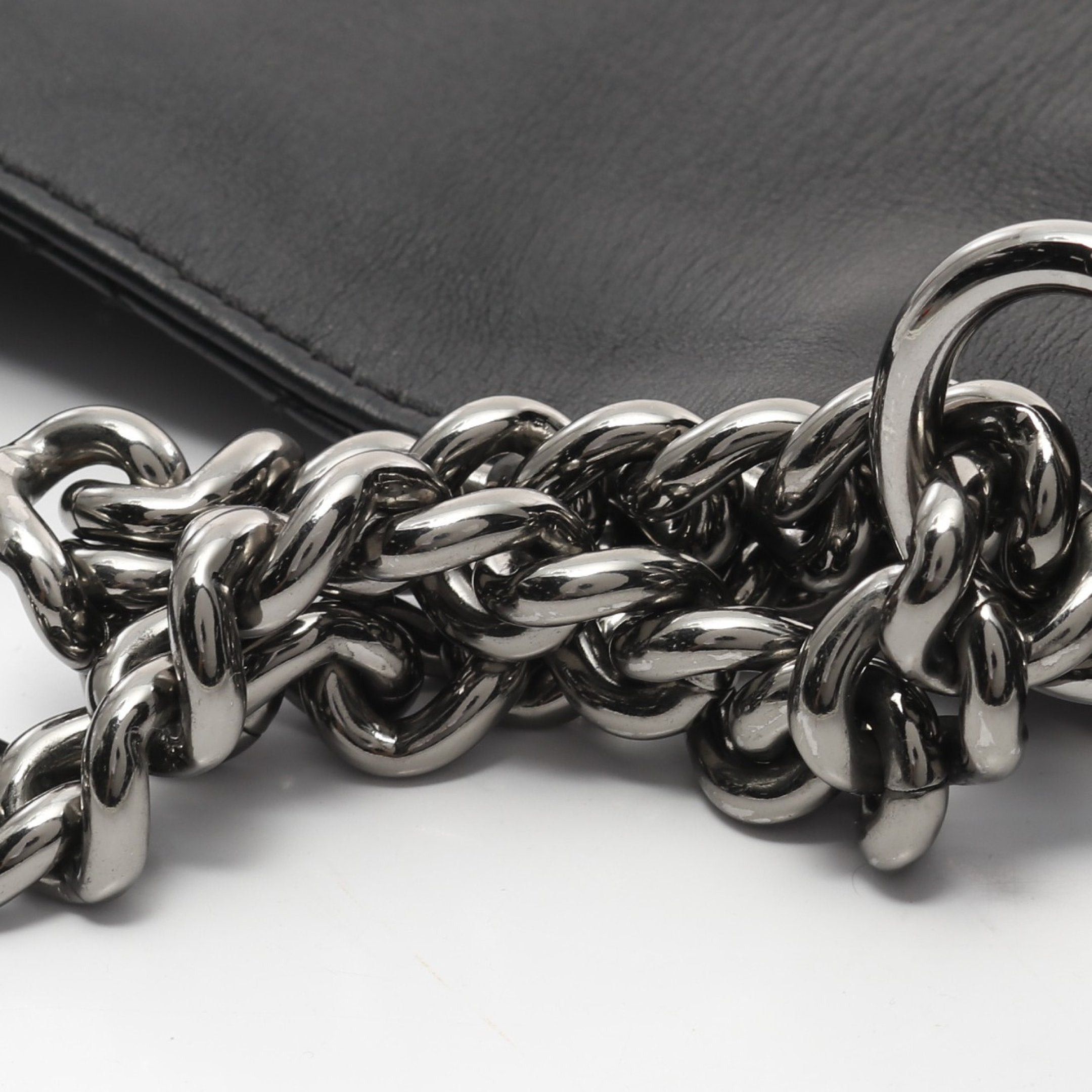 Chanel Chanel Boy Chanel Chain Shoulder Bag Lambskin Black Beige Silver Hardware Size ONE SIZE - 8 Thumbnail