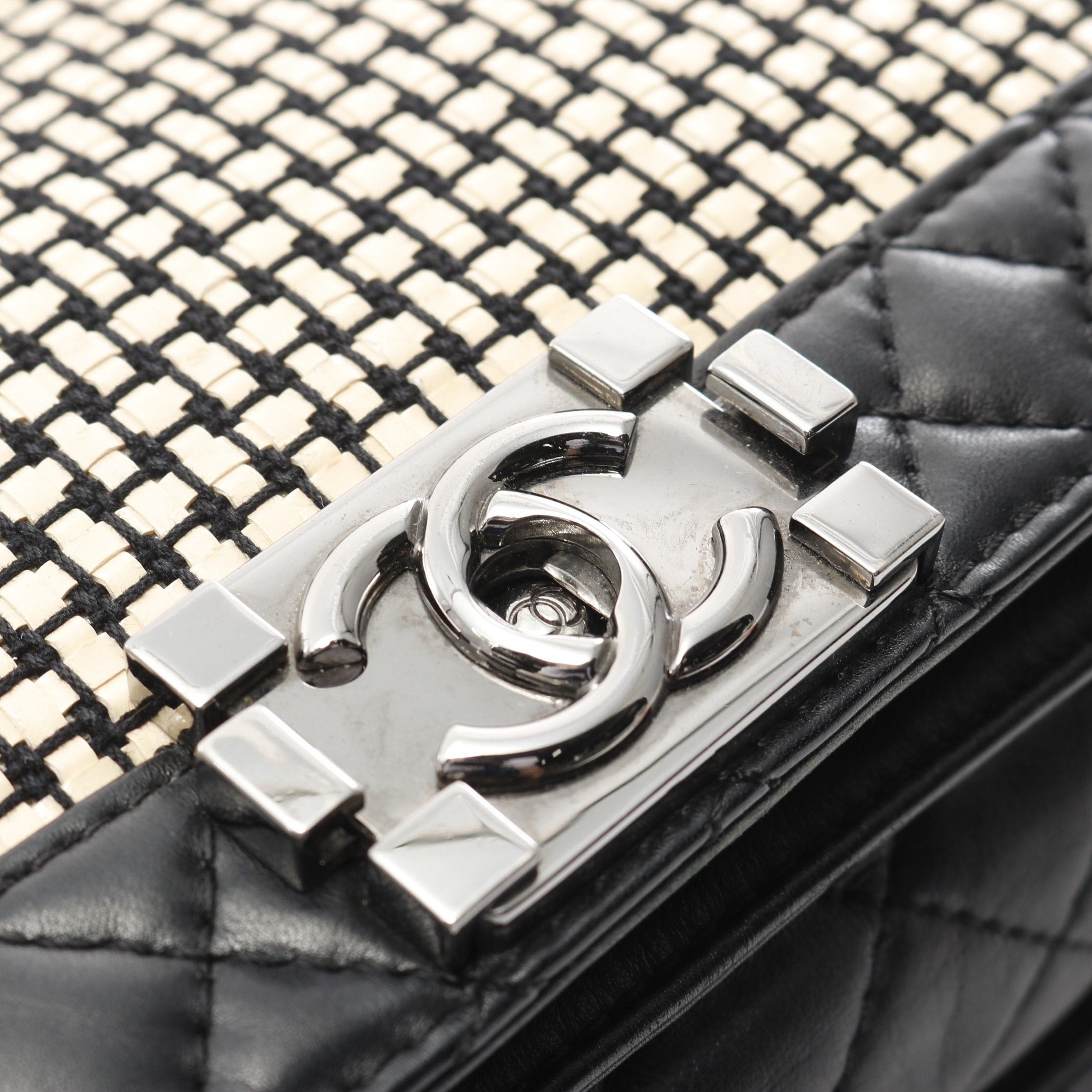 Chanel Chanel Boy Chanel Chain Shoulder Bag Lambskin Black Beige Silver Hardware Size ONE SIZE - 9 Thumbnail