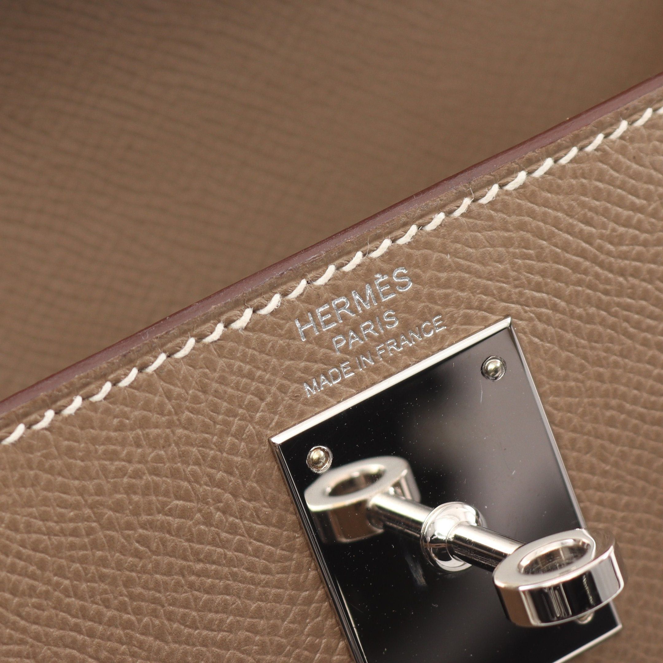 Hermes Hermes Kelly28 Etoupe Handbag Veau Epsom Gray Brown Silver Hardware Outside Sewing Y Stamp Size ONE SIZE - 4 Thumbnail