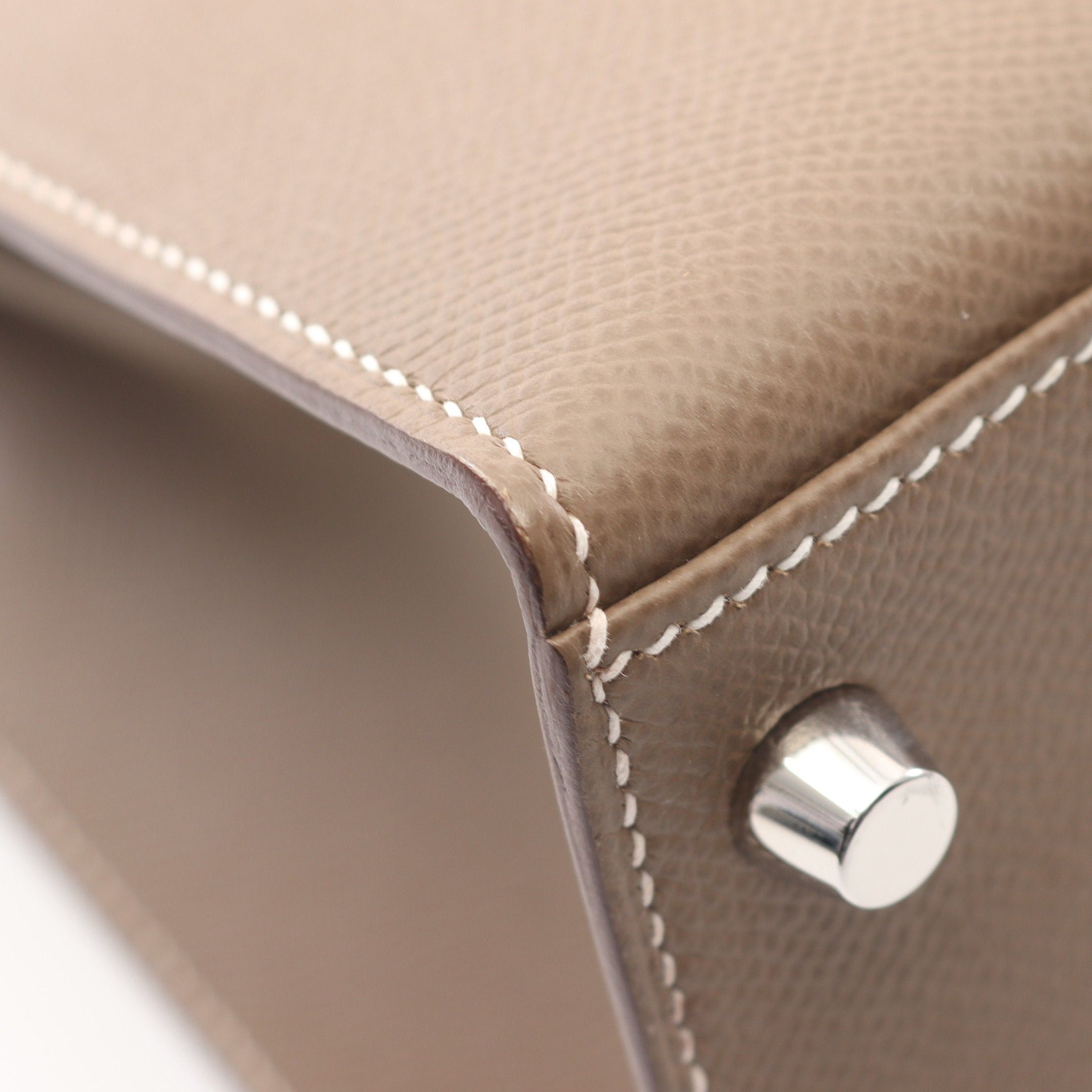 Hermes Hermes Kelly28 Etoupe Handbag Veau Epsom Gray Brown Silver Hardware Outside Sewing Y Stamp Size ONE SIZE - 8 Thumbnail