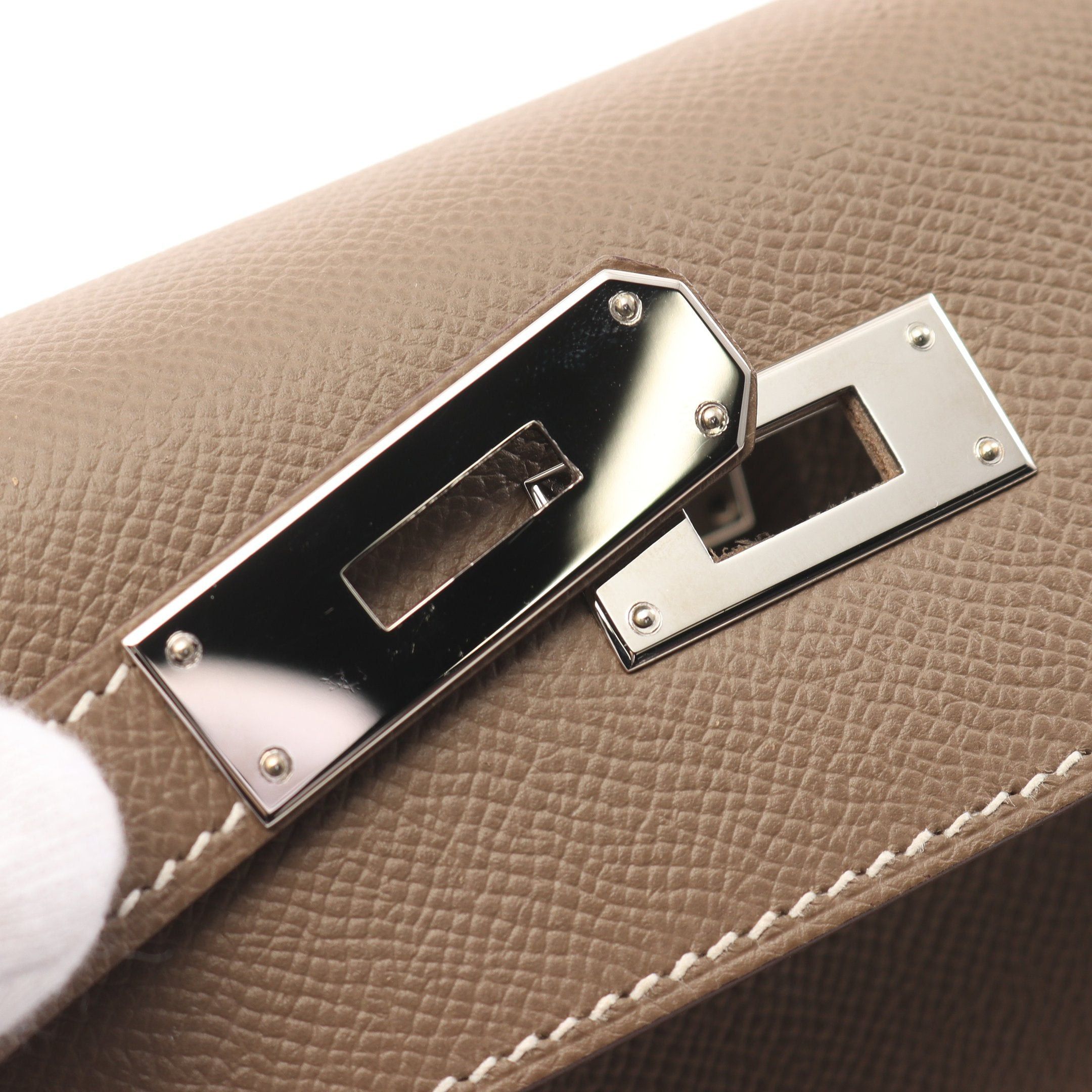 Hermes Hermes Kelly28 Etoupe Handbag Veau Epsom Gray Brown Silver Hardware Outside Sewing Y Stamp Size ONE SIZE - 7 Thumbnail