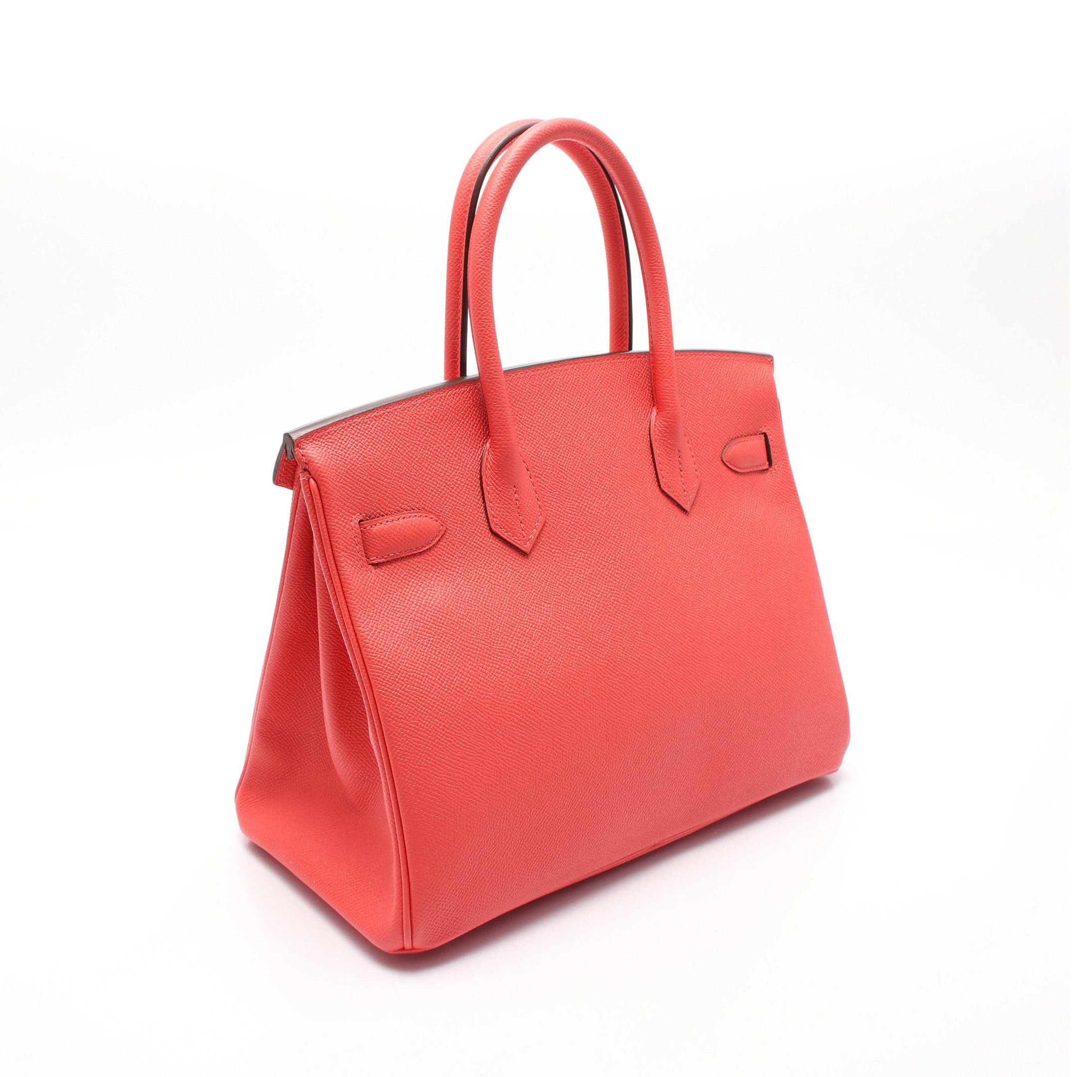 Hermes Hermes Birkin 30 Rouge Pivoine Handbag Veau Epsom Coral Pink Silver Hardware C Engraved Size ONE SIZE - 2 Thumbnail