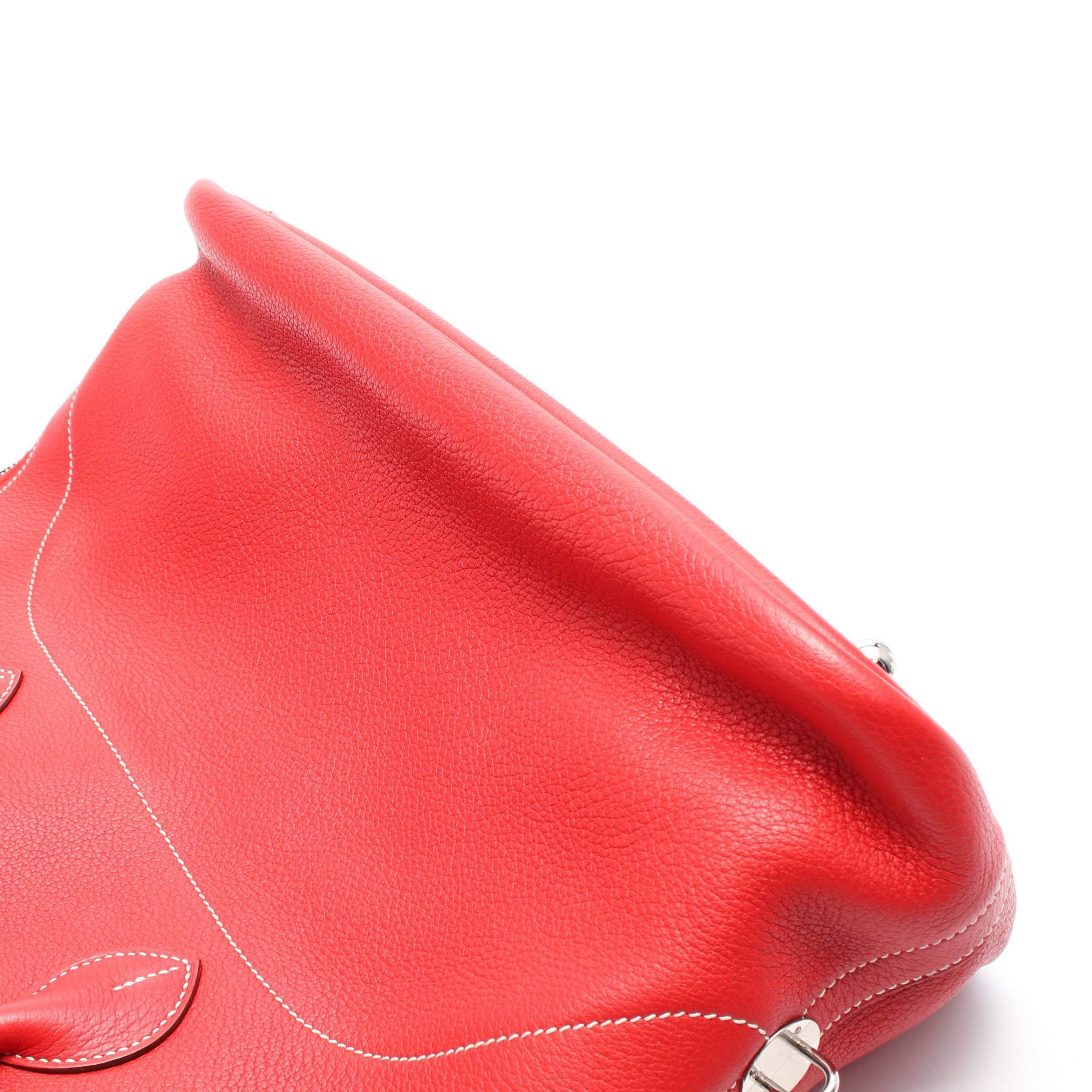 Hermes Hermes Bolide 35 Handbag Clemence Leather Red Silver Hardware T Stamp Size ONE SIZE - 6 Thumbnail