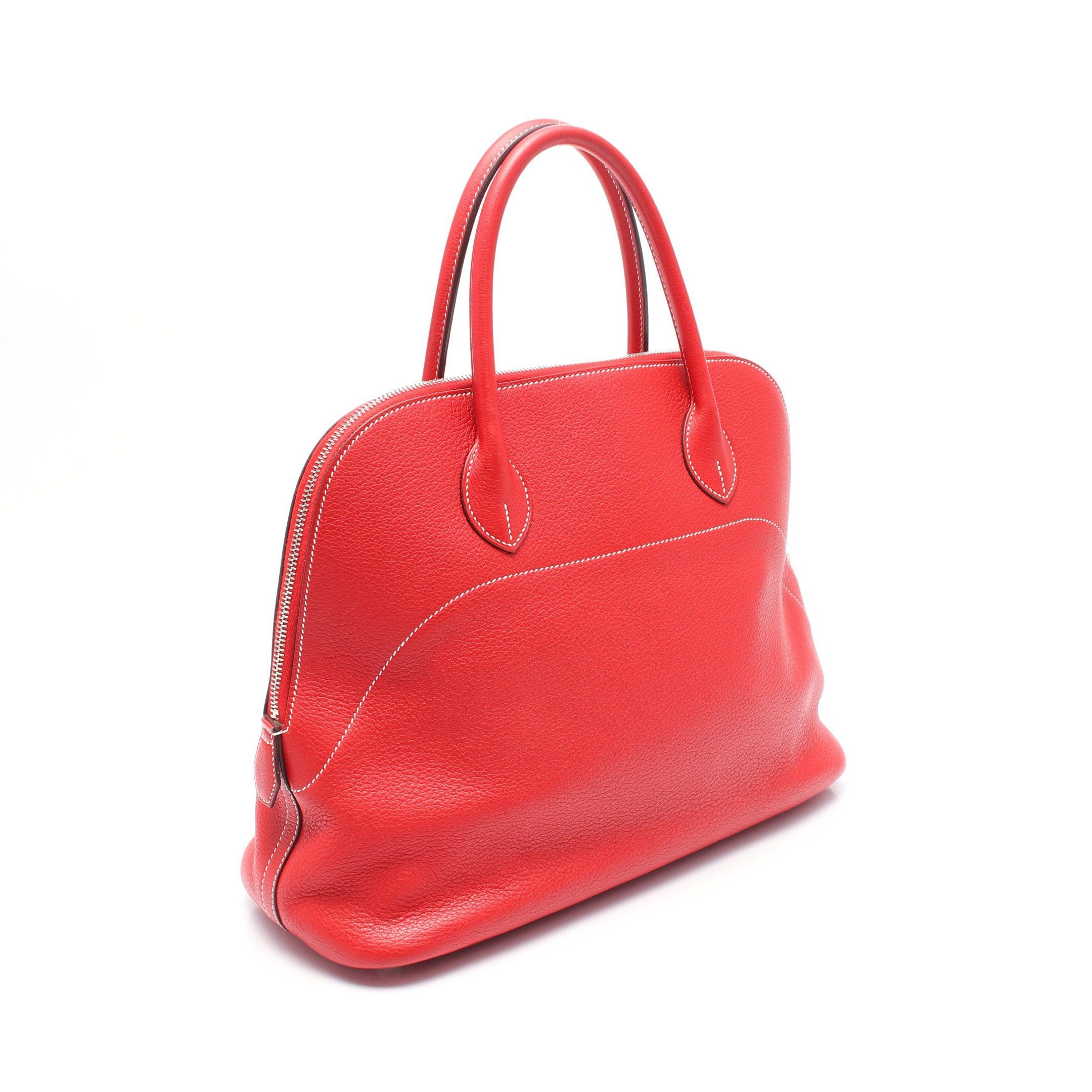 Hermes Hermes Bolide 35 Handbag Clemence Leather Red Silver Hardware T Stamp Size ONE SIZE - 2 Thumbnail
