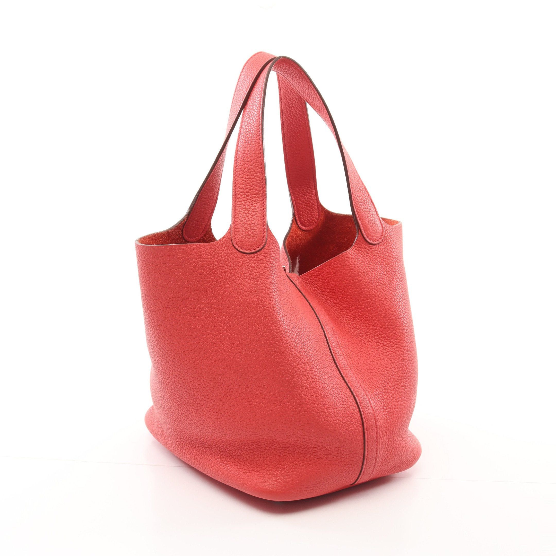 Hermes Hermes Picotane Lock Mm Bougainvillea Handbag Clemence Leather Coral Pink Silver Hardware □N Engraved Size ONE SIZE - 2 Thumbnail