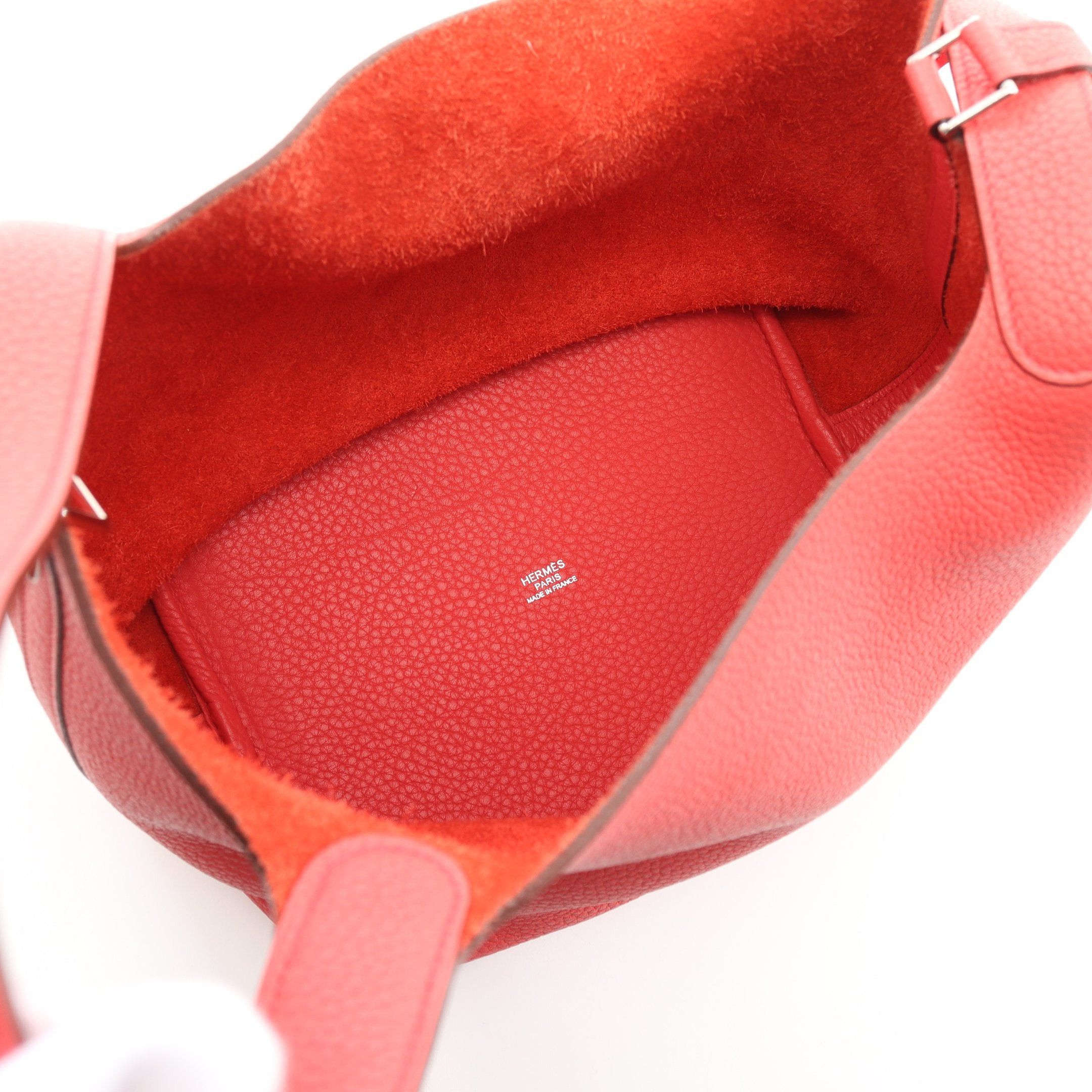 Hermes Hermes Picotane Lock Mm Bougainvillea Handbag Clemence Leather Coral Pink Silver Hardware □N Engraved Size ONE SIZE - 3 Thumbnail