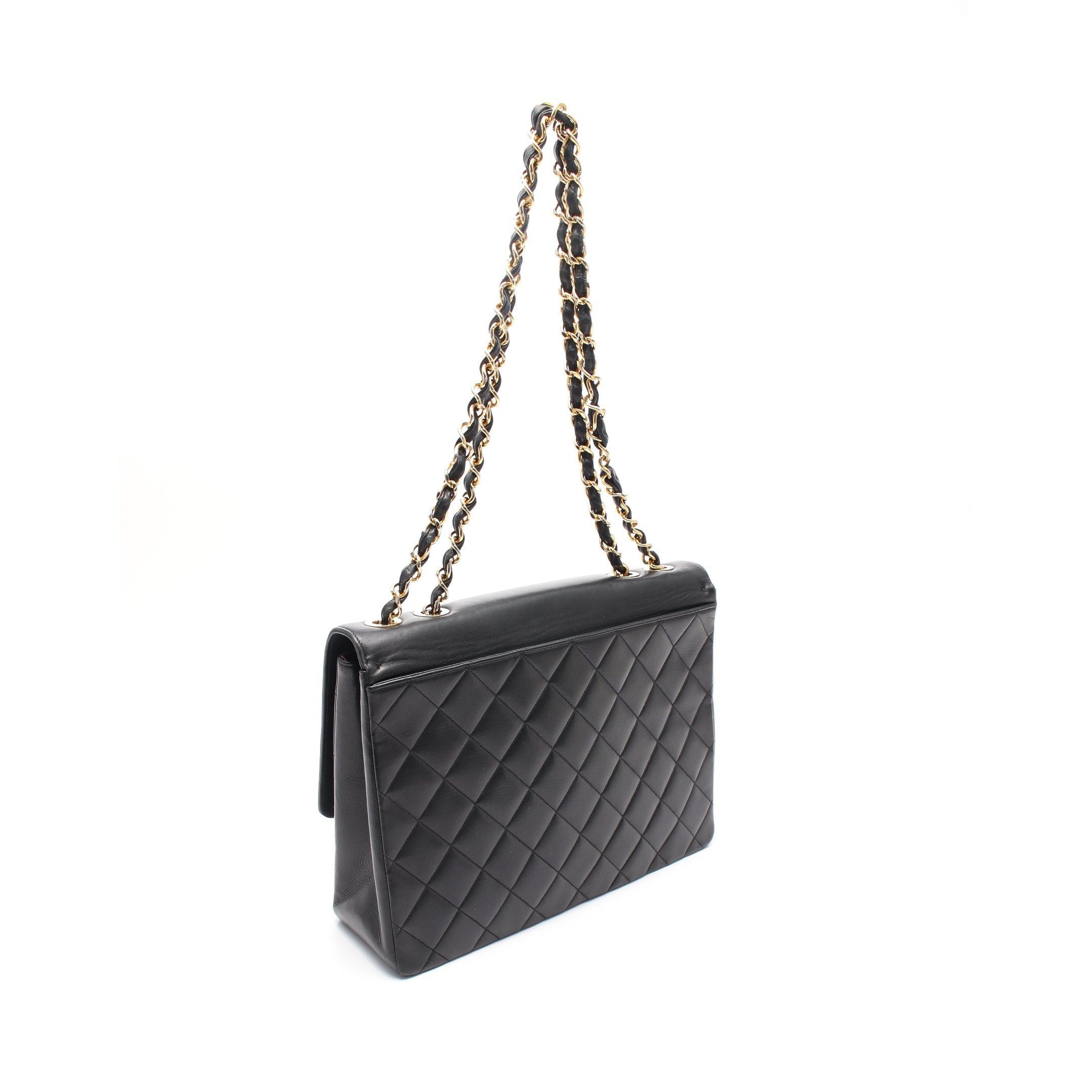 Chanel Chanel Decamatlassé 34 Coco Mark Double Chain Shoulder Bag Lambskin Black Gold Hardware Size ONE SIZE - 2 Thumbnail