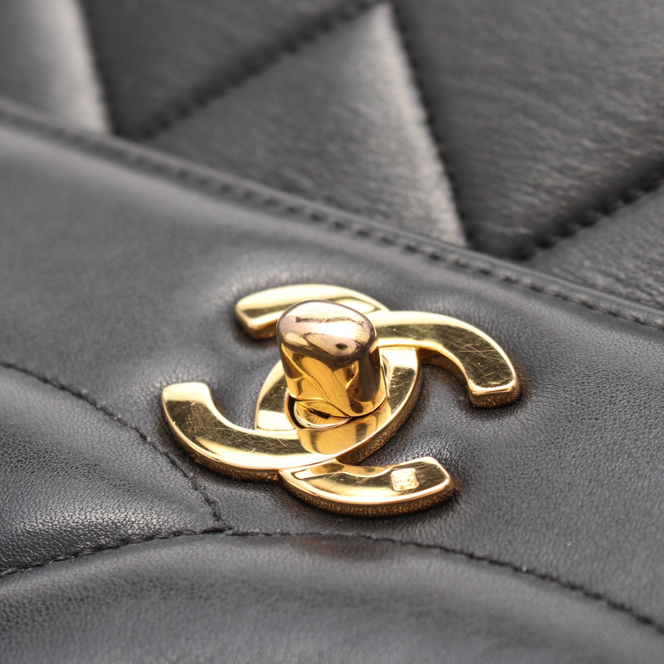 Chanel Chanel Decamatlassé 34 Coco Mark Double Chain Shoulder Bag Lambskin Black Gold Hardware Size ONE SIZE - 11 Thumbnail