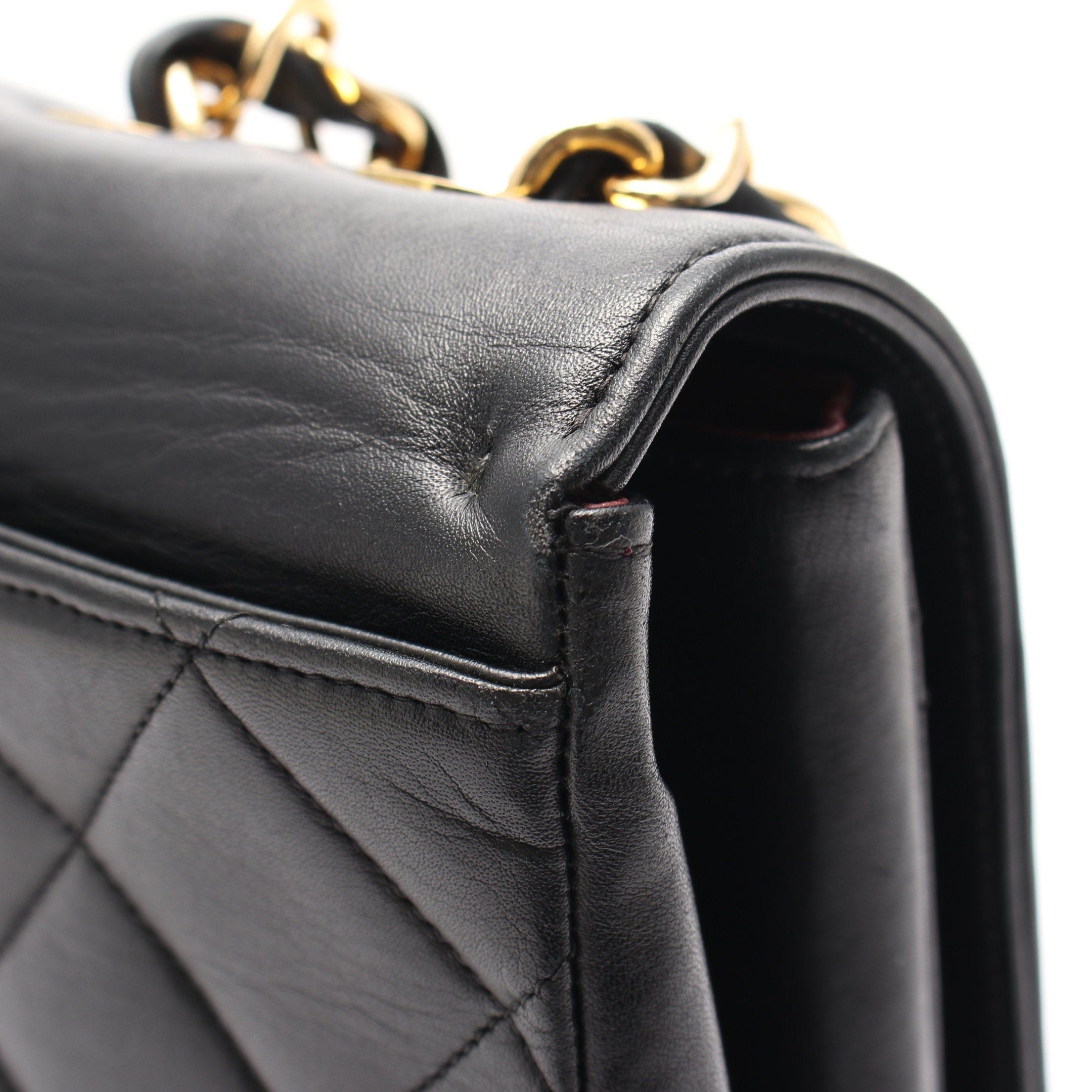 Chanel Chanel Decamatlassé 34 Coco Mark Double Chain Shoulder Bag Lambskin Black Gold Hardware Size ONE SIZE - 10 Thumbnail