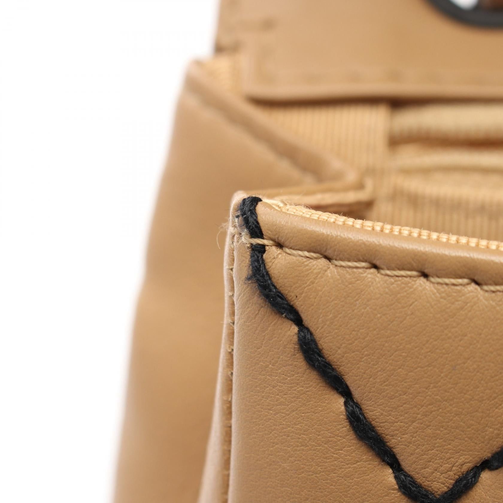 Chanel Chanel Wild Stitch Double Chain Shoulder Bag Leather Beige Black Hardware Size ONE SIZE - 10 Thumbnail