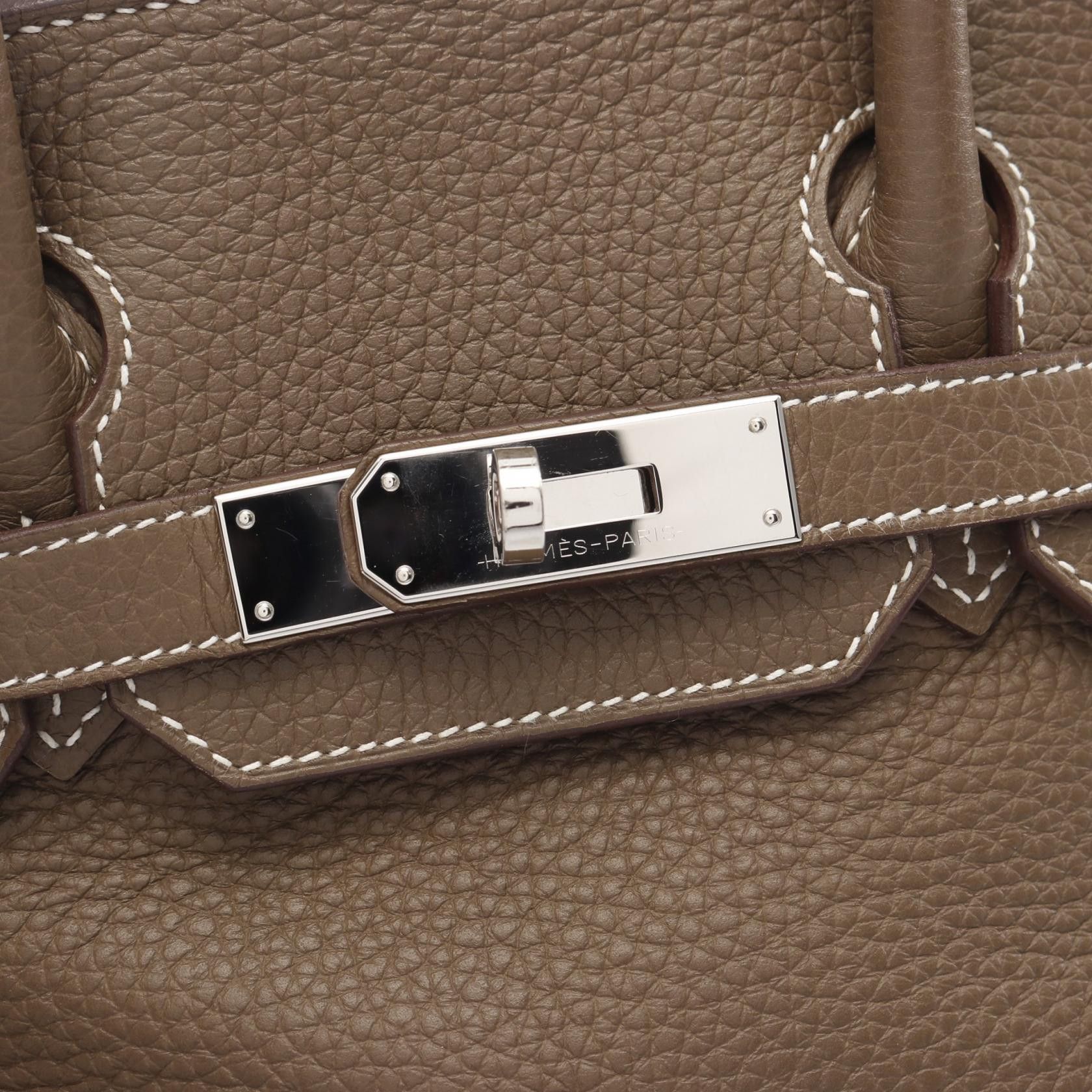 Hermes Hermes Birkin 30 Etoupe Handbag Clemence Leather Gray Brown Silver Hardware U Stamp Size ONE SIZE - 11 Thumbnail