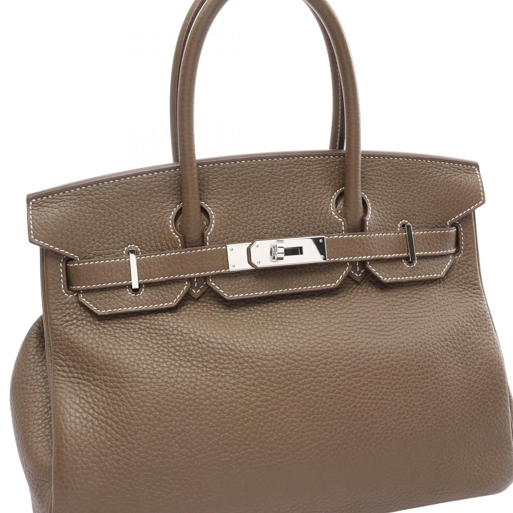 Hermes Hermes Birkin 30 Etoupe Handbag Clemence Leather Gray Brown Silver Hardware U Stamp Size ONE SIZE - 15 Thumbnail