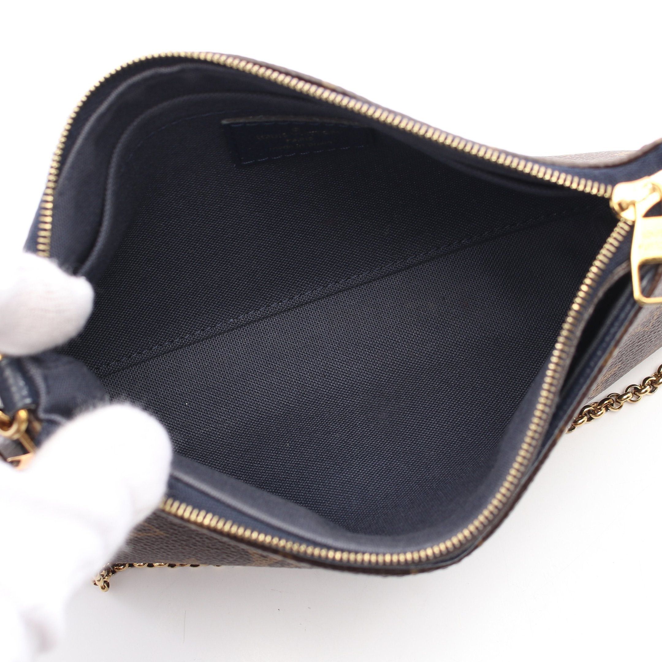 Louis Vuitton Louis Vuitton Pallas Clutch Monogram Marine Chain Handbag Leather Brown Navy Size ONE SIZE - 3 Thumbnail