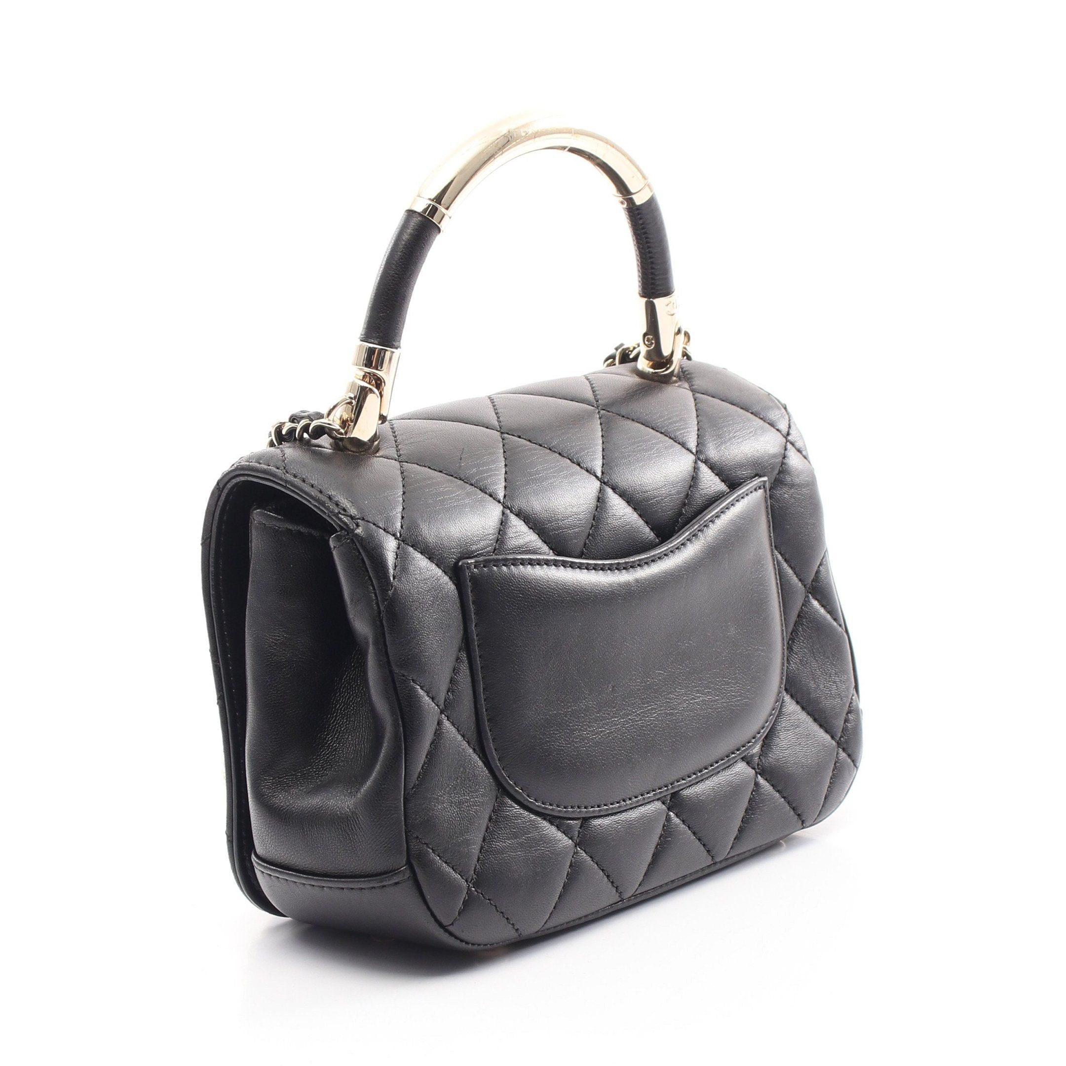 Chanel Chanel Matelasse Chain Shoulder Bag Metal Handle Lambskin Black Gold Hardware Size ONE SIZE - 2 Thumbnail