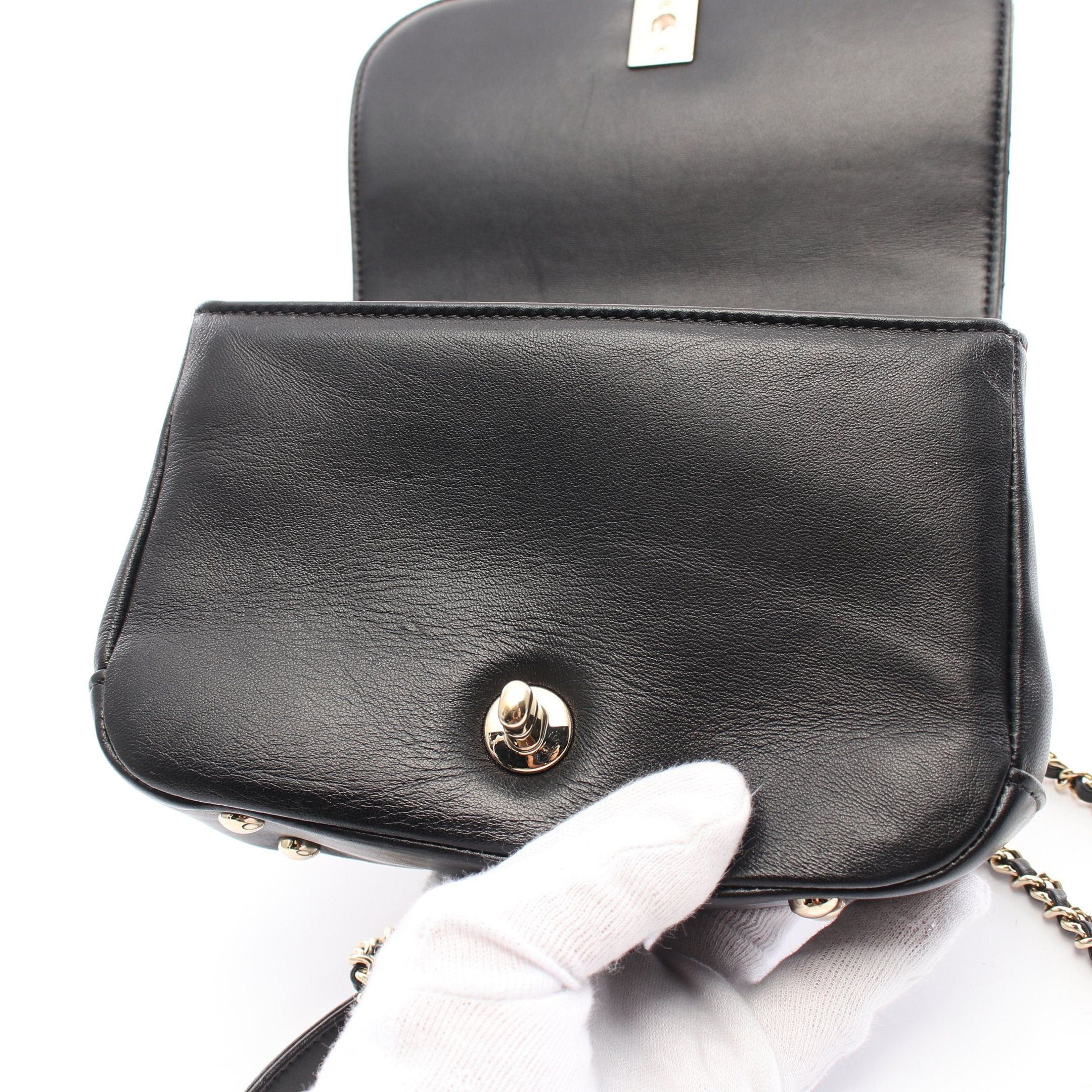 Chanel Chanel Matelasse Chain Shoulder Bag Metal Handle Lambskin Black Gold Hardware Size ONE SIZE - 9 Thumbnail