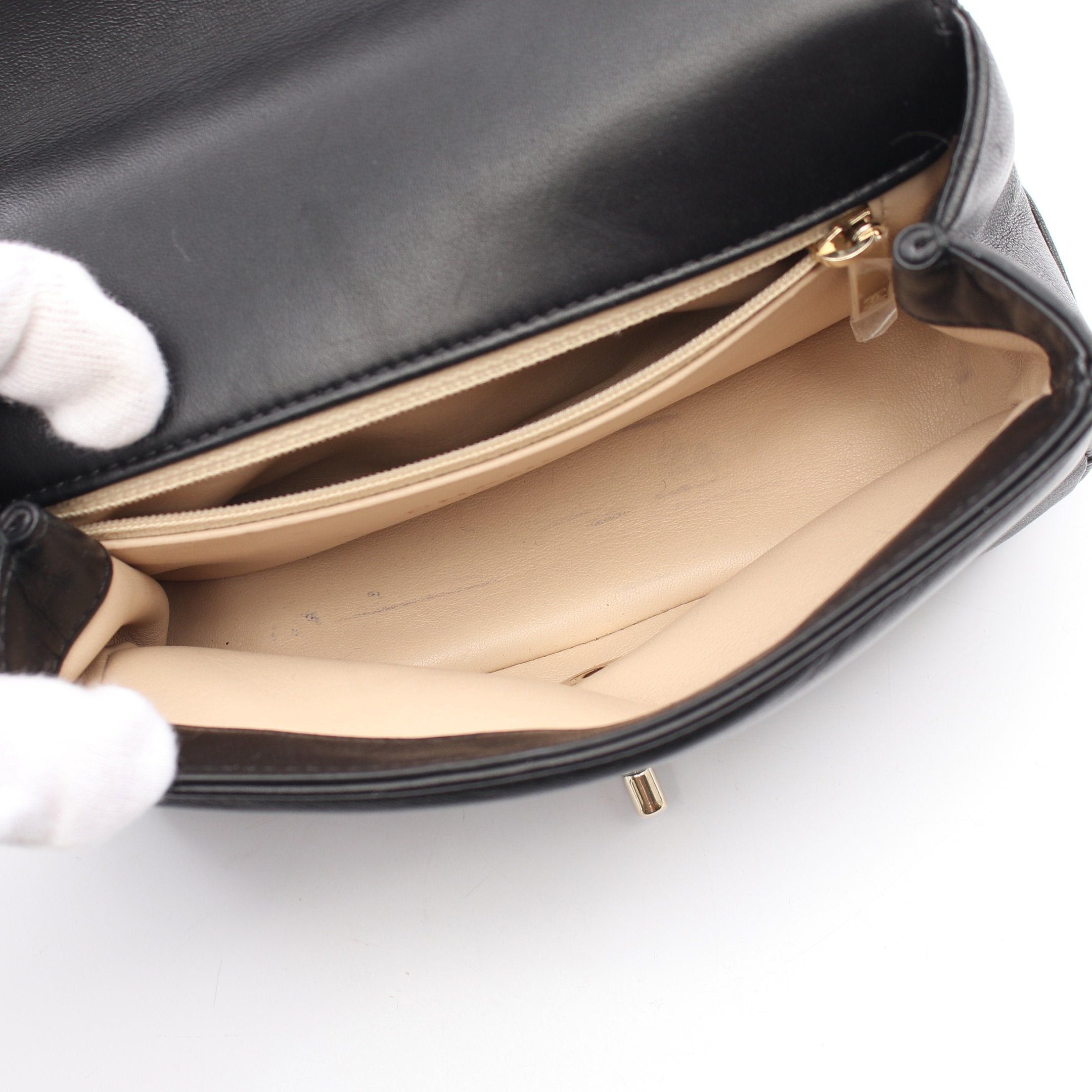 Chanel Chanel Matelasse Chain Shoulder Bag Metal Handle Lambskin Black Gold Hardware Size ONE SIZE - 3 Thumbnail