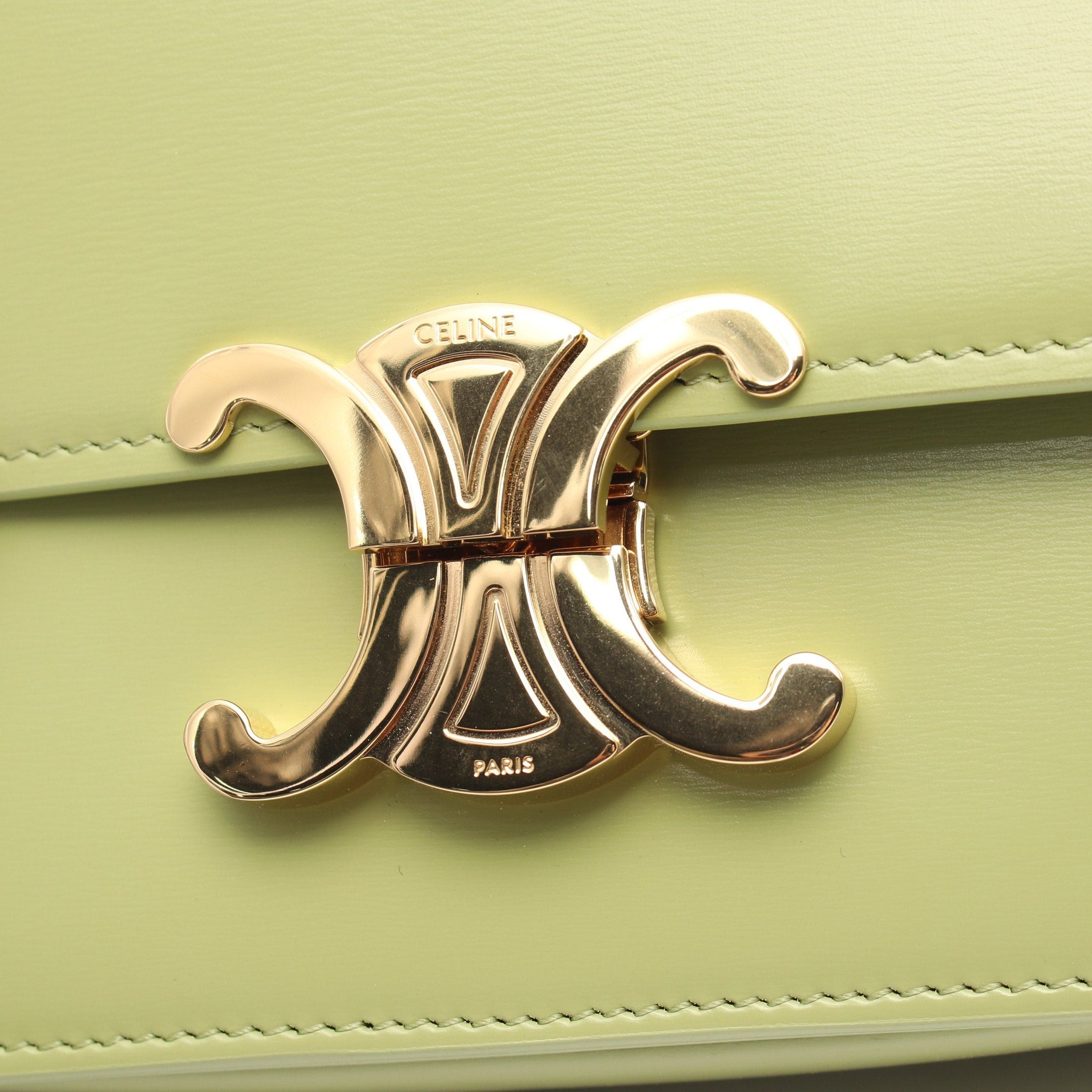 Celine Celine Teen Triomphe Bag Shoulder Leather Light Green Size ONE SIZE - 6 Thumbnail