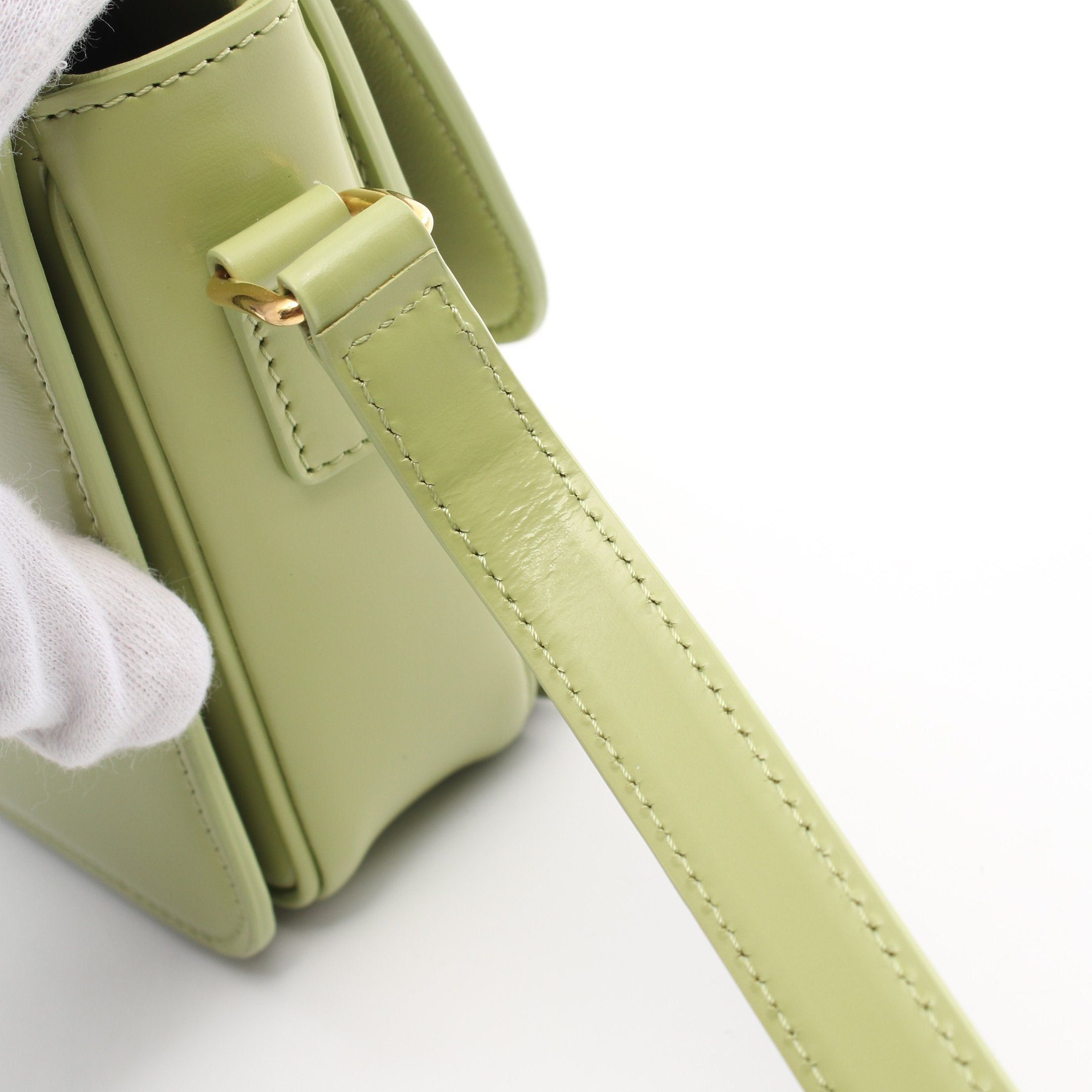 Celine Celine Teen Triomphe Bag Shoulder Leather Light Green Size ONE SIZE - 10 Thumbnail