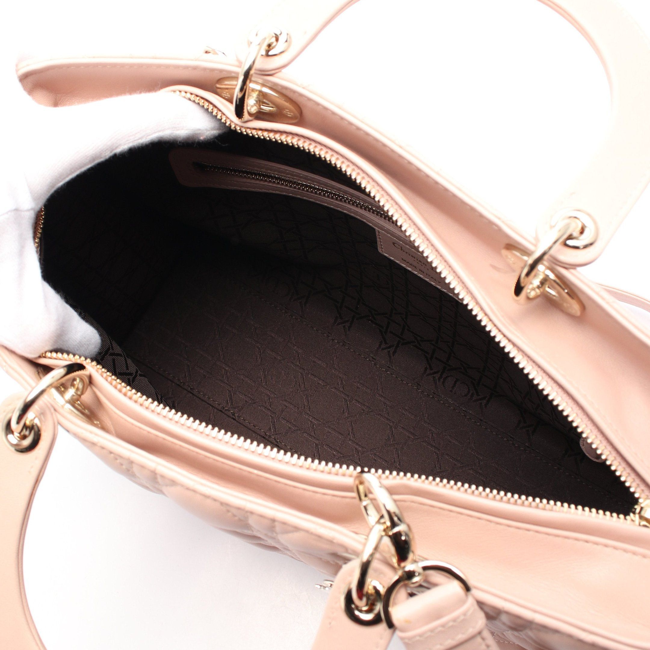 Dior Dior Lady Dior Large Canage Handbag Leather Pink Size ONE SIZE - 3 Thumbnail