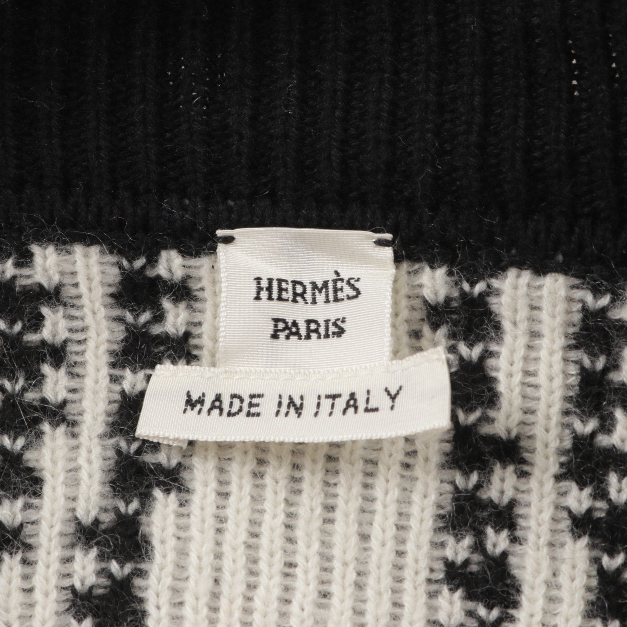 Hermes Hermes Brides De Gala Cardigan V-Neck Cashmere Cotton Black White 23Aw Size ONE SIZE - 3 Thumbnail