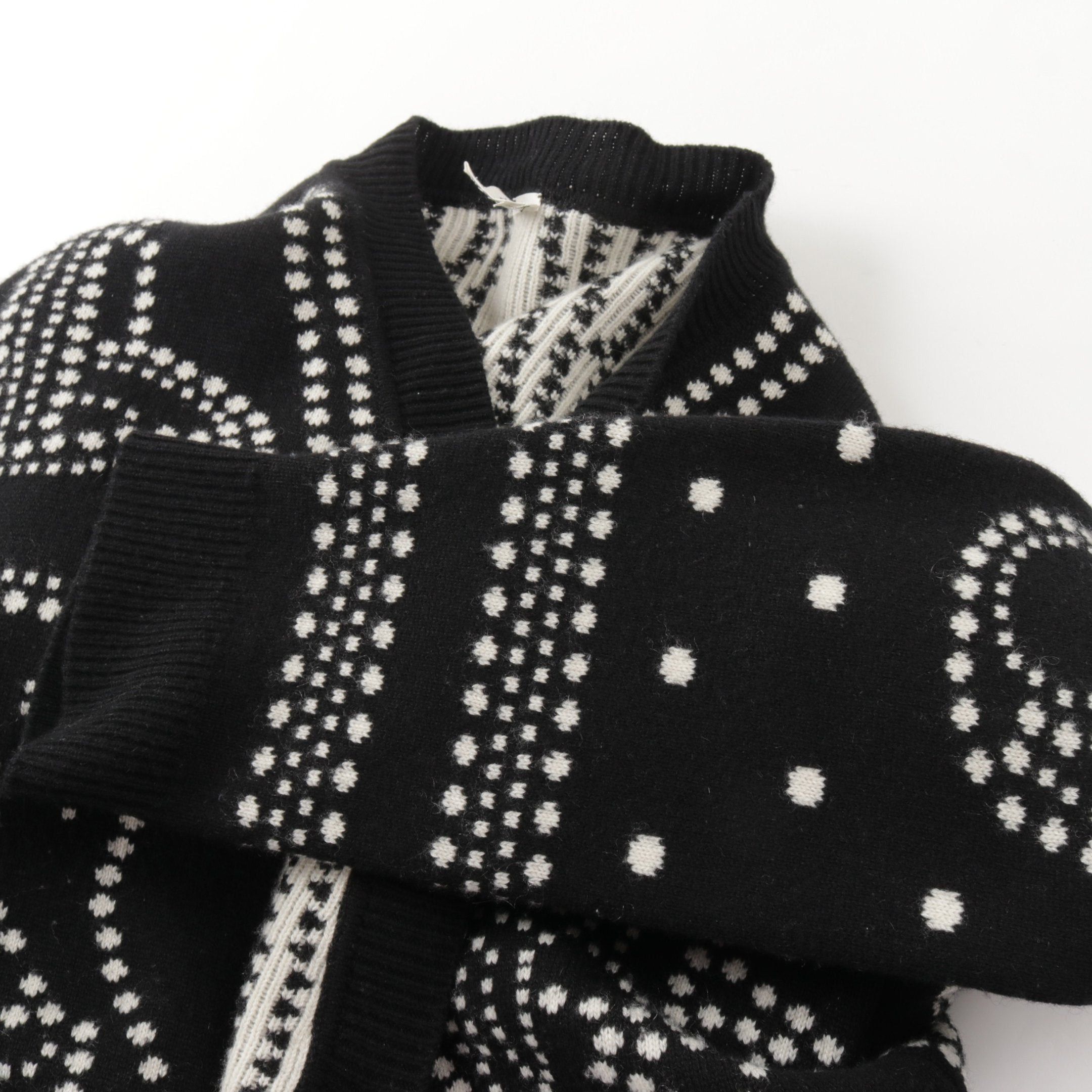Hermes Hermes Brides De Gala Cardigan V-Neck Cashmere Cotton Black White 23Aw Size ONE SIZE - 9 Thumbnail