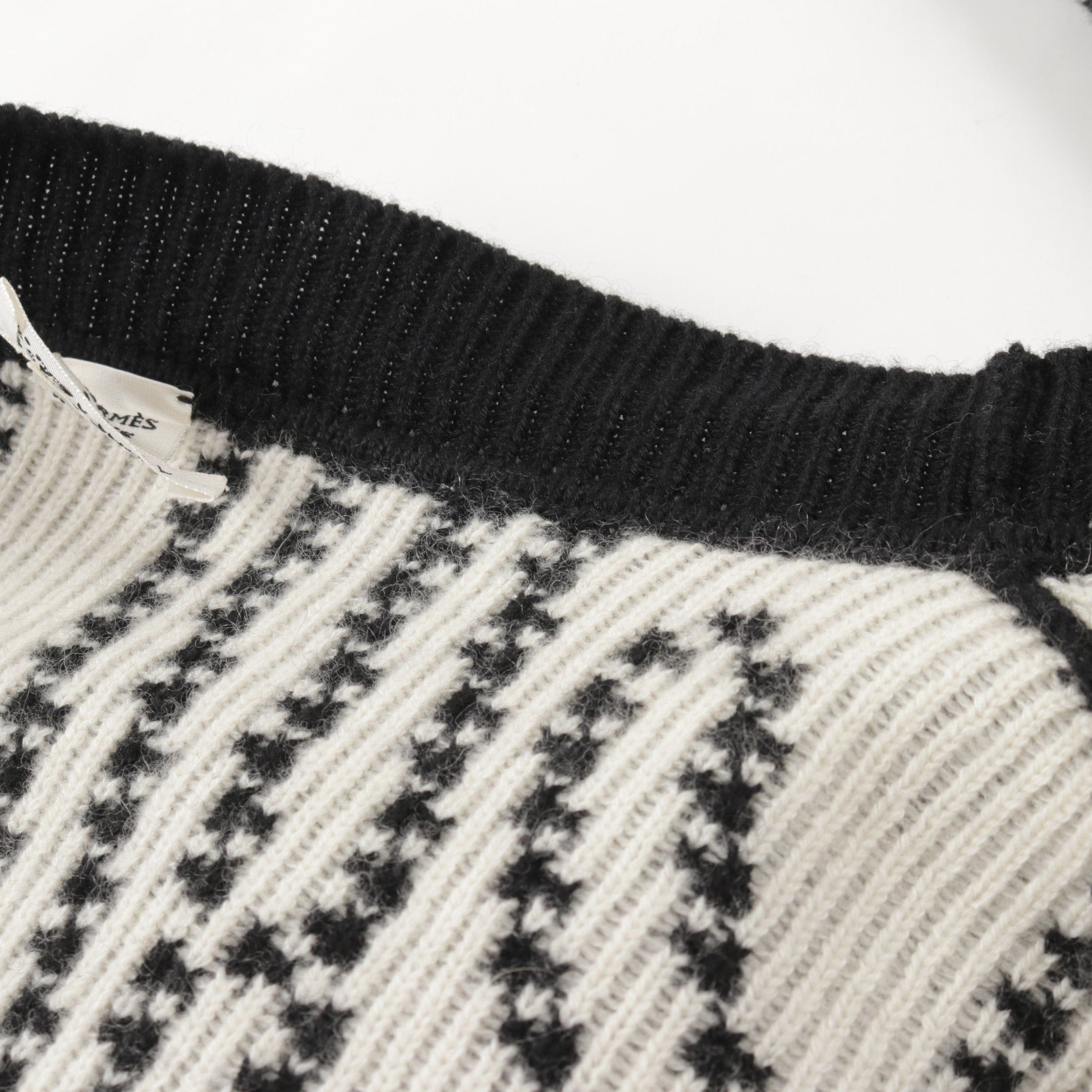 Hermes Hermes Brides De Gala Cardigan V-Neck Cashmere Cotton Black White 23Aw Size ONE SIZE - 7 Thumbnail