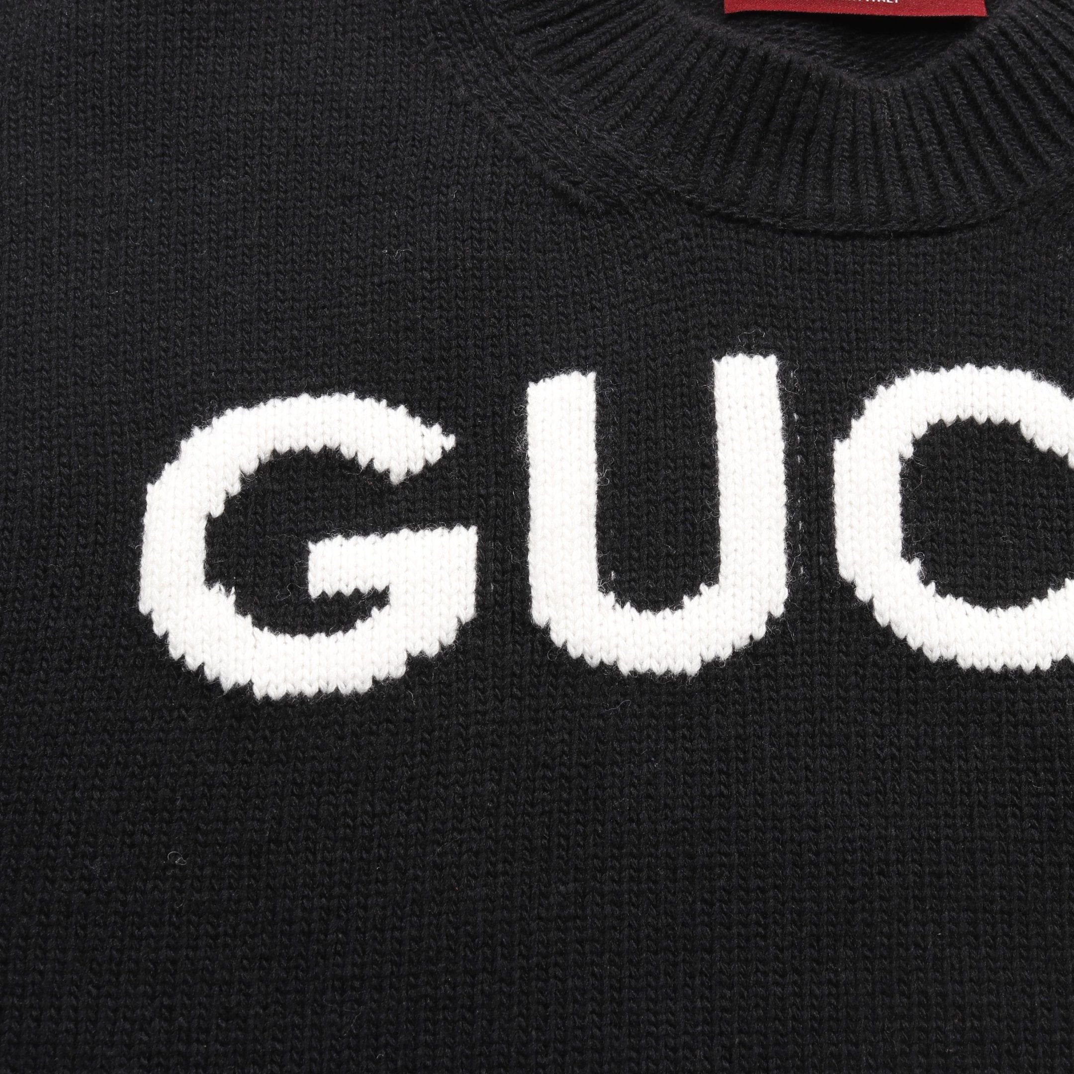 Gucci Gucci Intarsia Wool Top Knit Logo Black Size ONE SIZE - 5 Thumbnail
