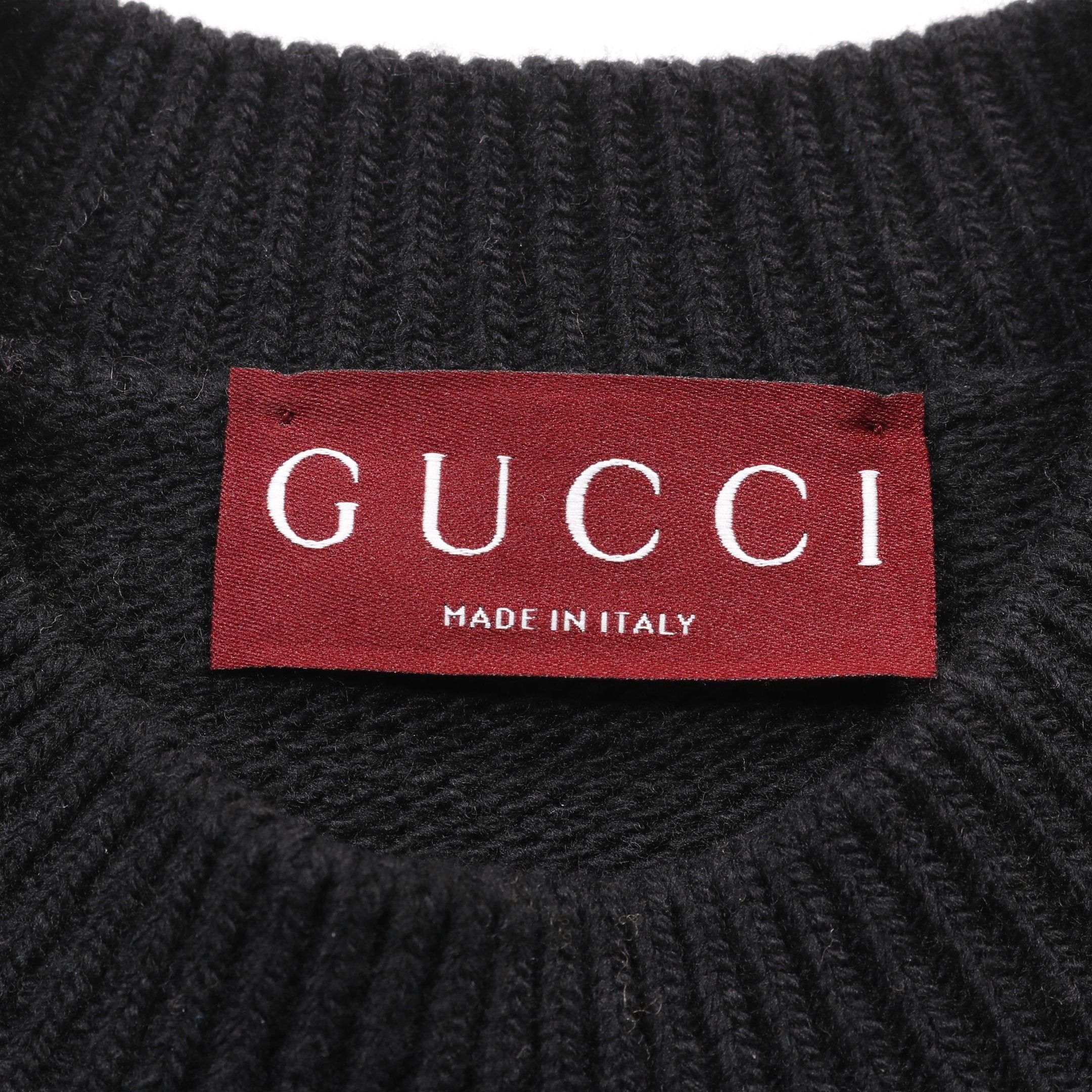 Gucci Gucci Intarsia Wool Top Knit Logo Black Size ONE SIZE - 3 Thumbnail